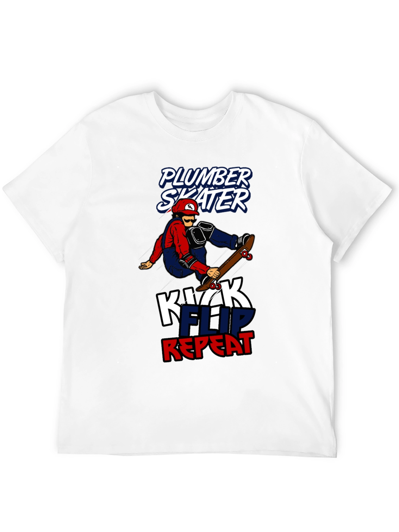 Black Plumber Skater T-Shirt - Kickflip Repeat Graphic Tee view 12