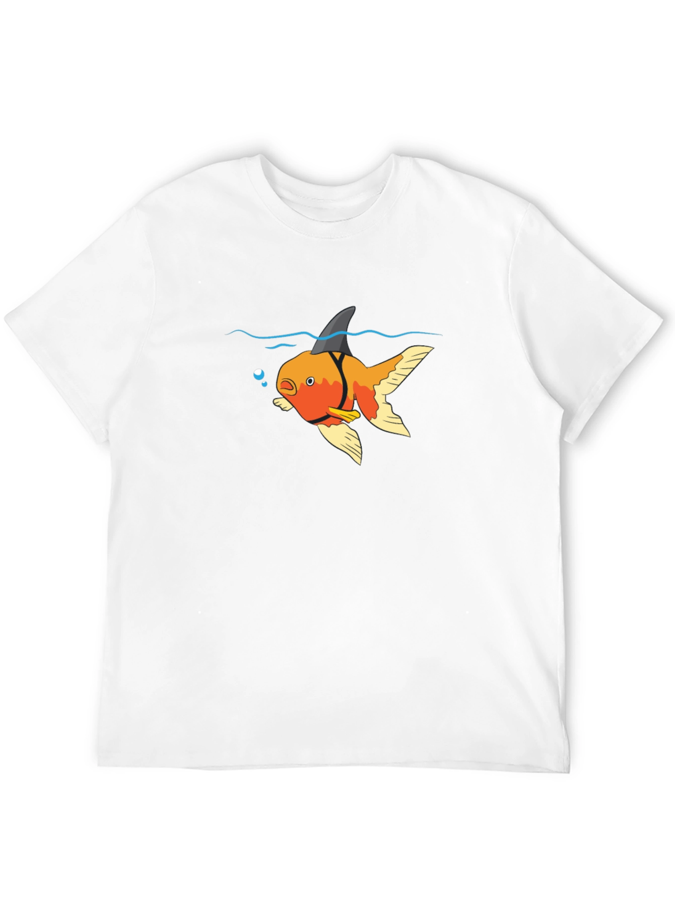 Black Funny Goldfish Shark Fin T-Shirt view 12