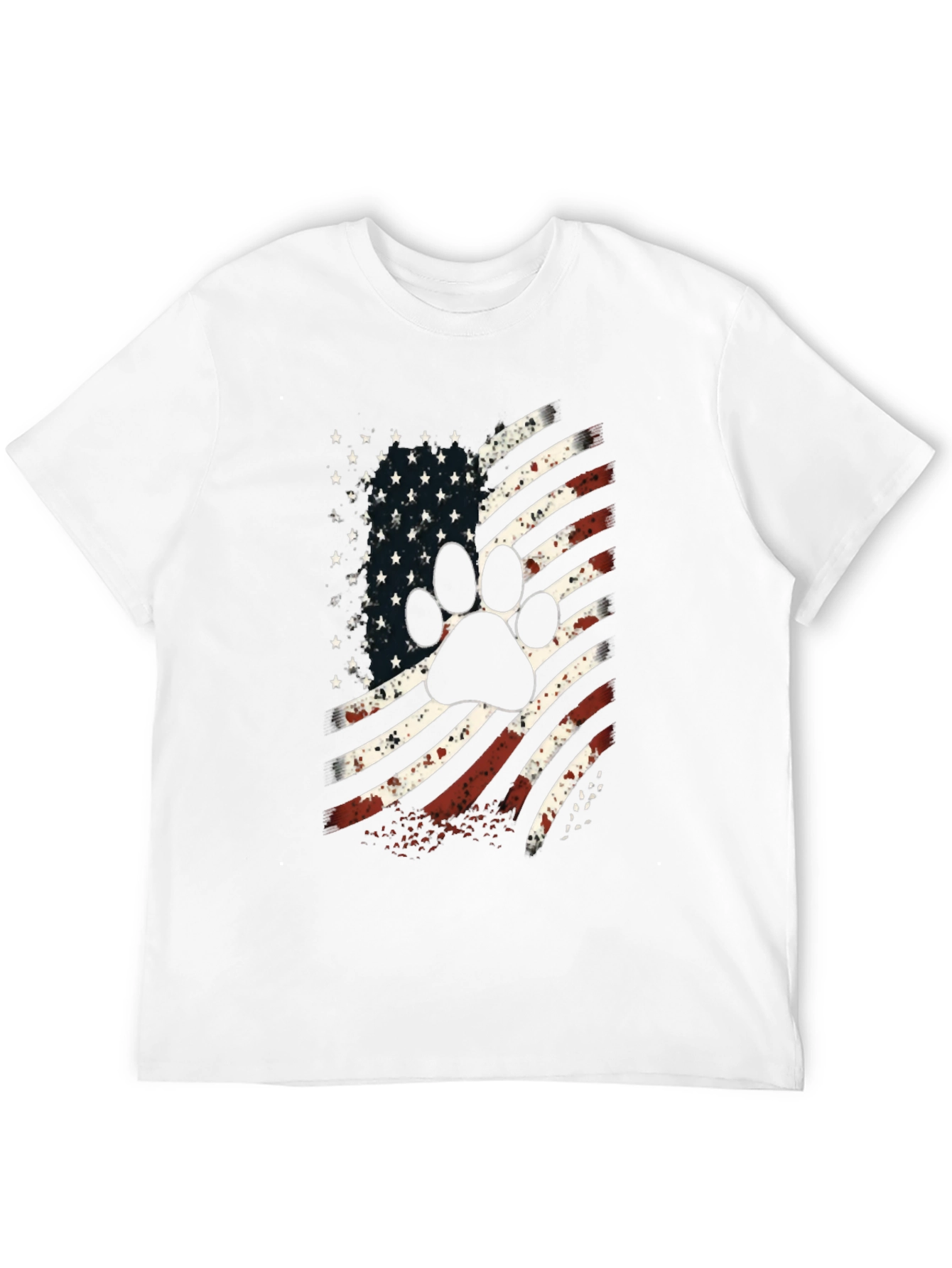 Black Patriotic Paw Print USA Flag Graphic T-Shirt view 12