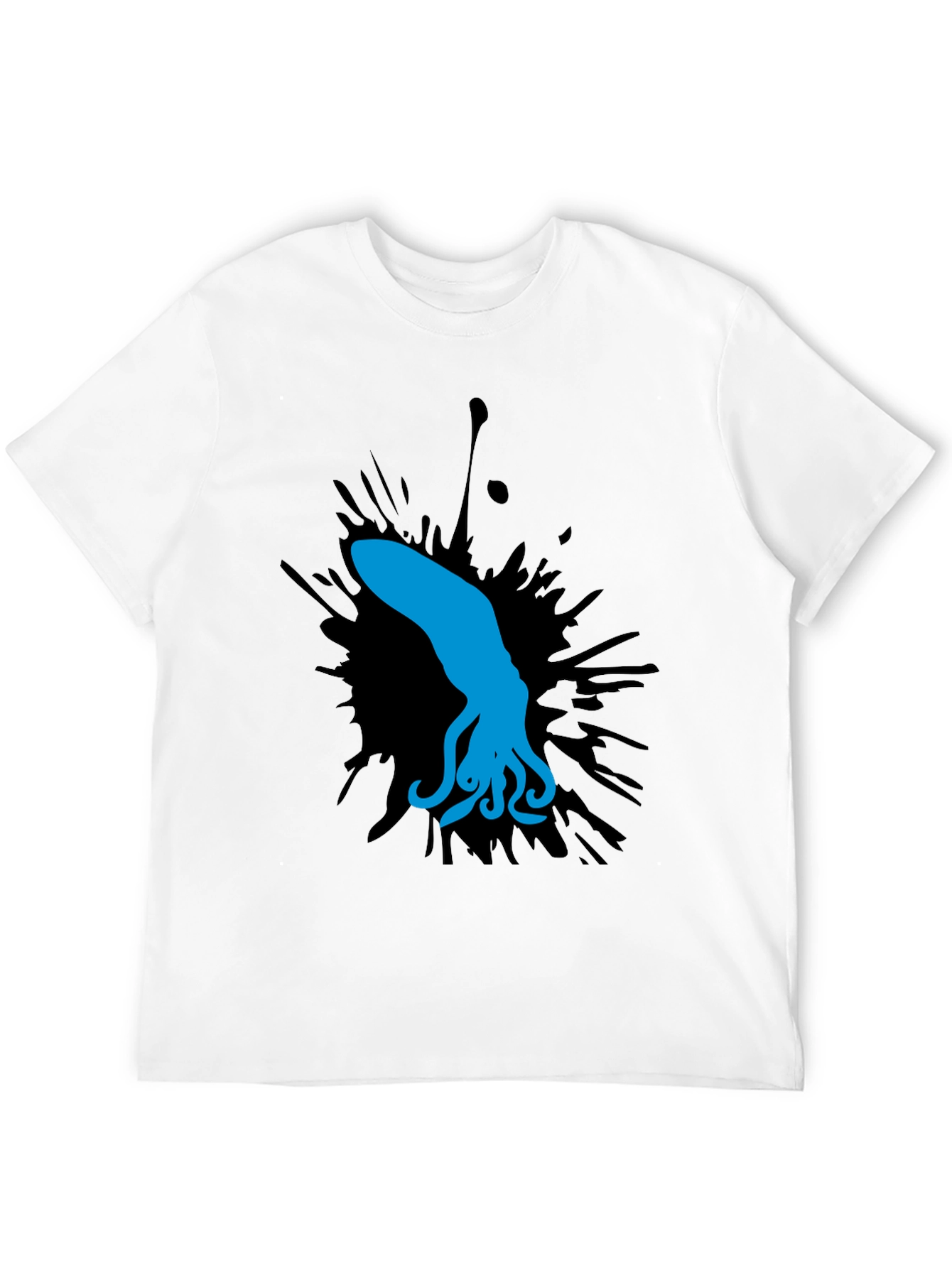 Black Blue Squid Graphic Tee - Black Cotton Shirt view 12