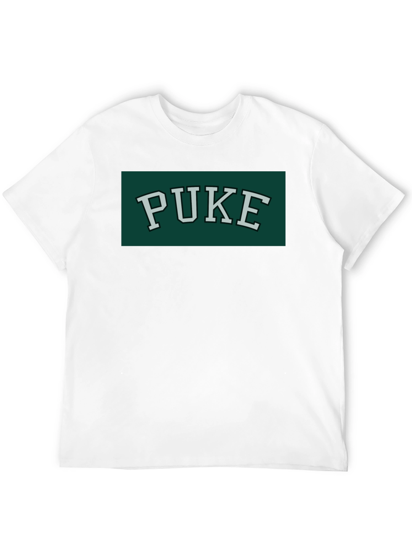 Black PUKE Text Tee - Retro College Style Graphic T-Shirt view 12