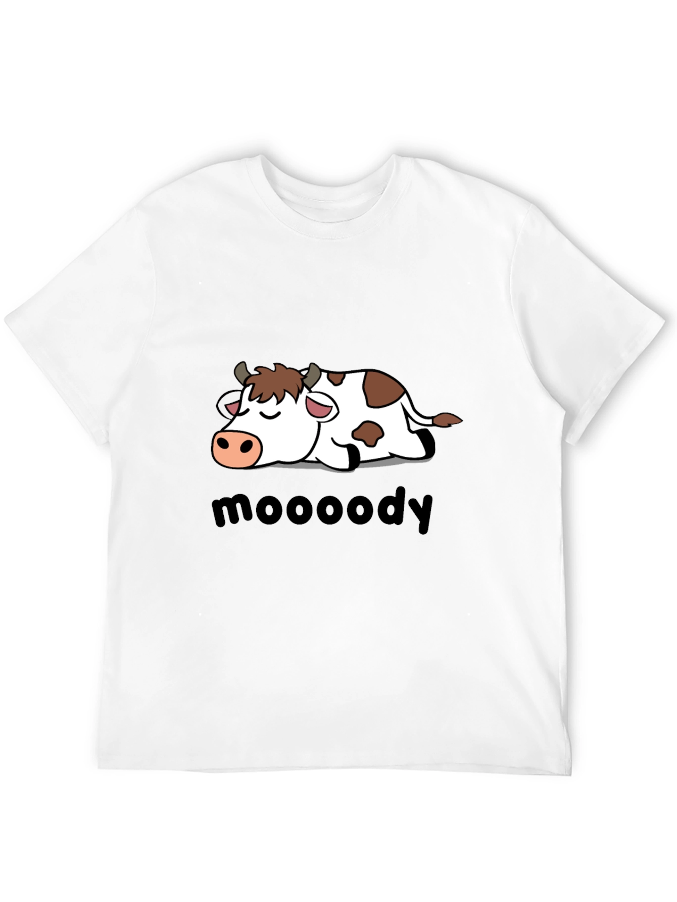 Black Moody Cow Graphic Tee - Black Cotton T-Shirt view 12