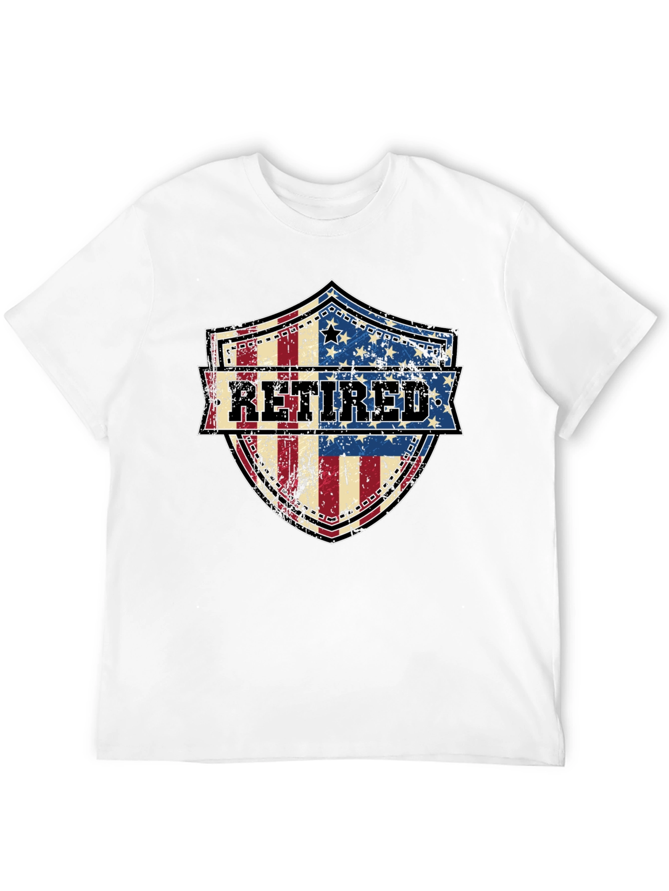 Black Retired American Flag Shield T-Shirt view 12