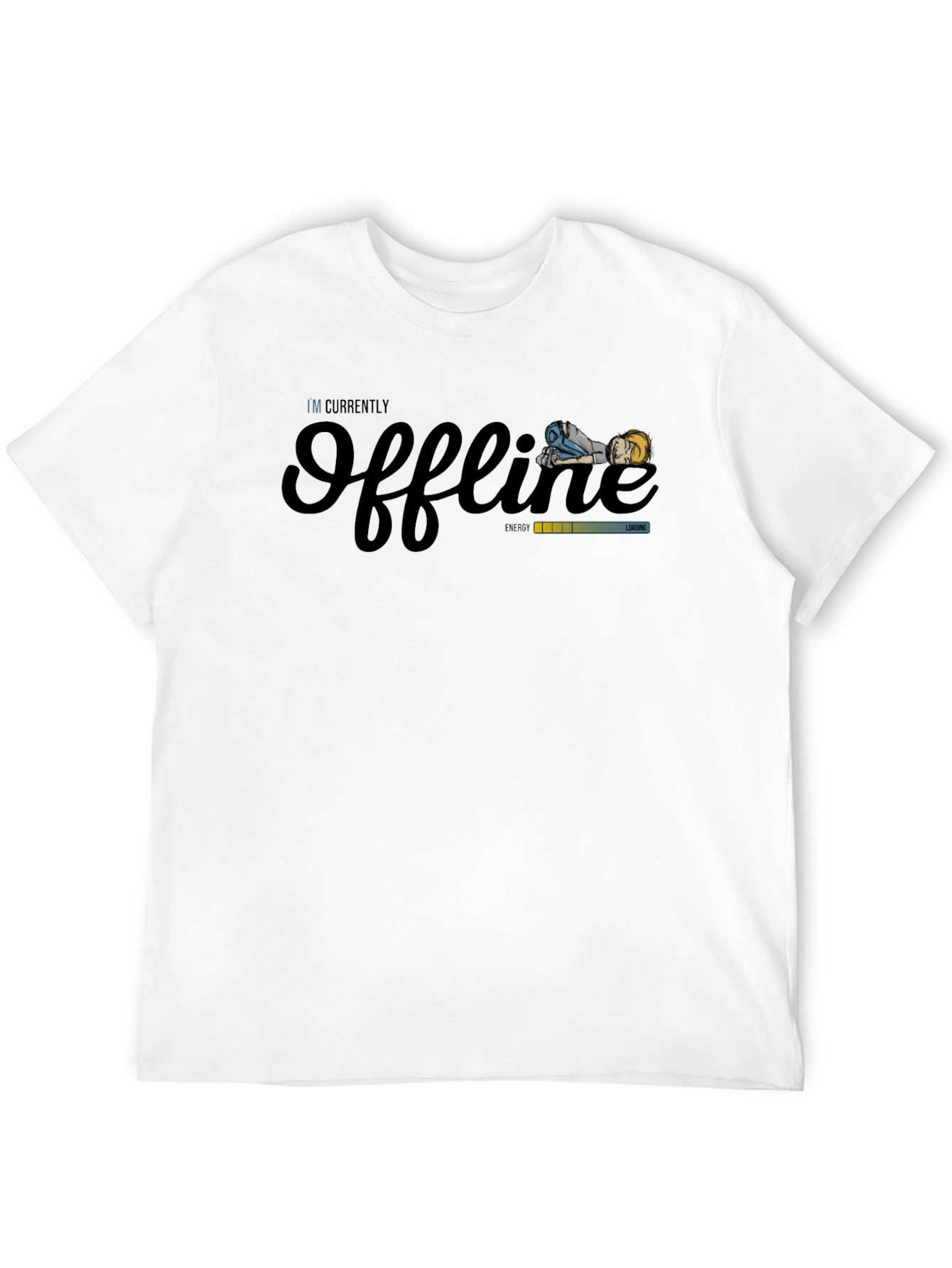 Black Offline Mode T-Shirt - Gamer Style Relax Tee view 12