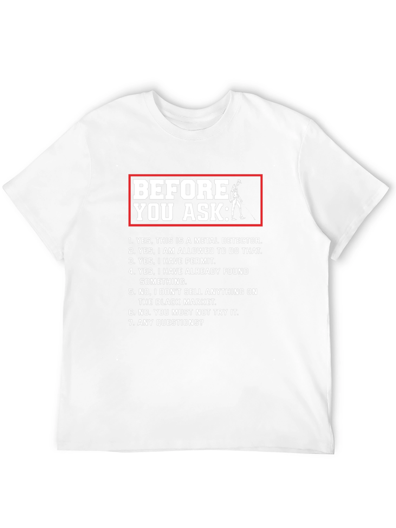 Black Funny Metal Detector T-Shirt - Before You Ask Humor Tee view 12