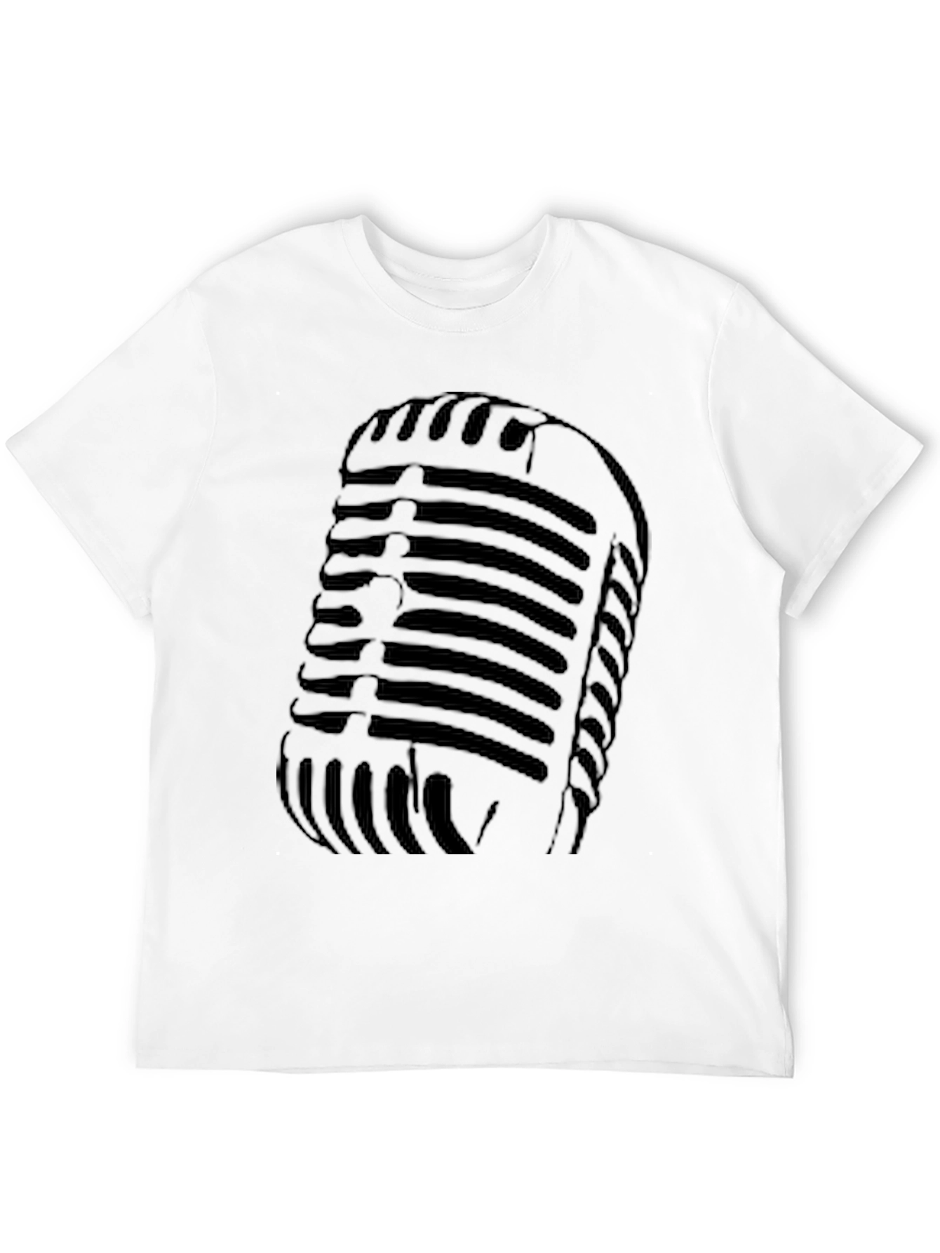 Black Vintage Microphone Graphic Tee - Retro Style Black T-Shirt view 12