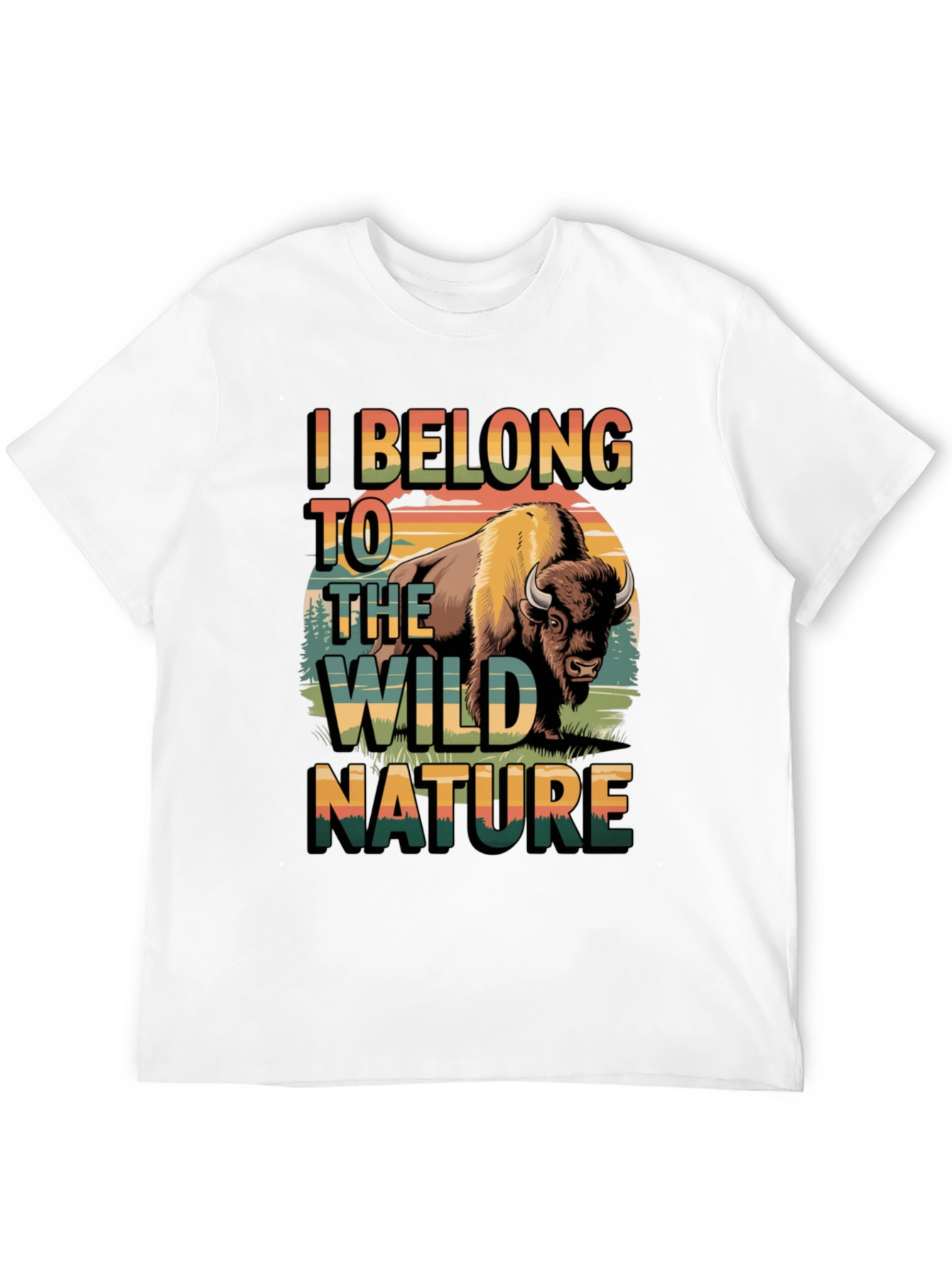 Black Wild Nature Bison Graphic Tee - Men's Black T-Shirt view 12