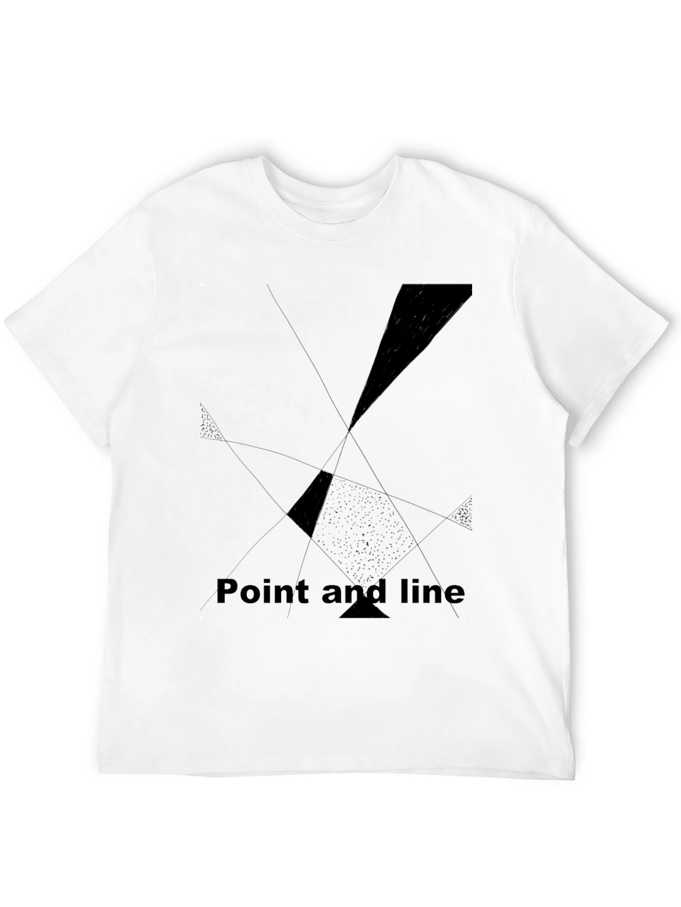 Black Abstract Geometric Black Tee - Point and Line Design view 12