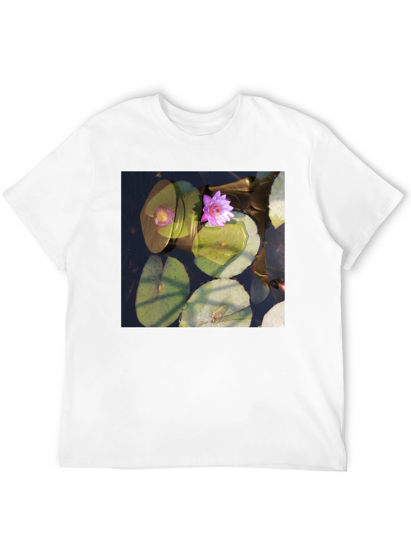 Black Lotus Pond Graphic Tee - Nature Inspired Design view 12