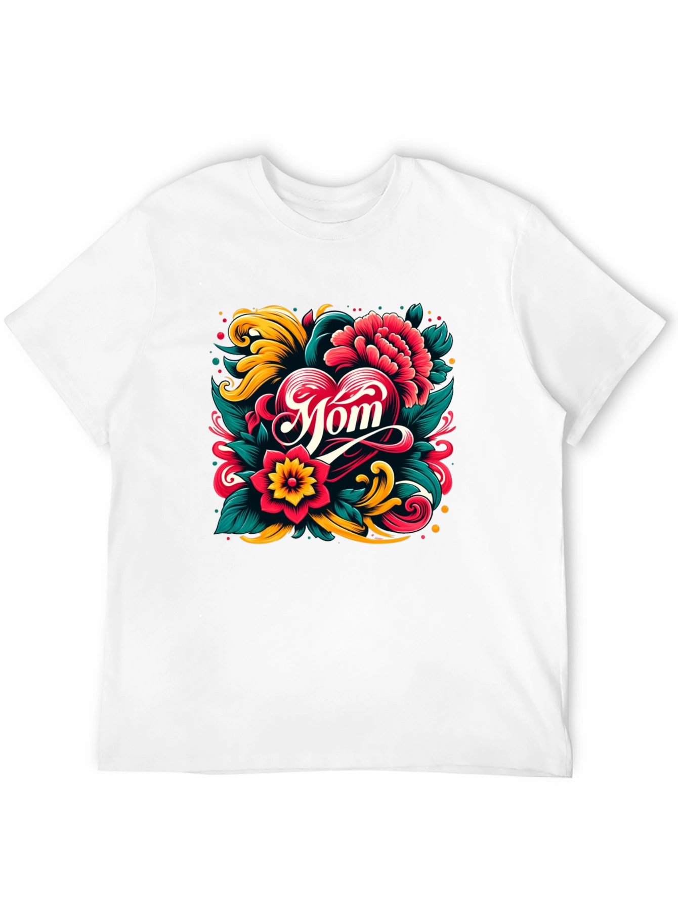 Black Mom Floral Heart Graphic Black T-Shirt view 12