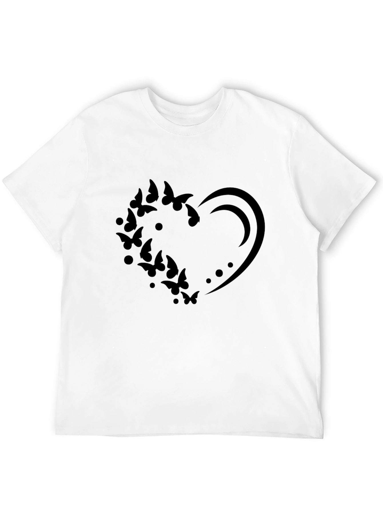 Black Butterfly Heart Graphic Black T-Shirt view 12