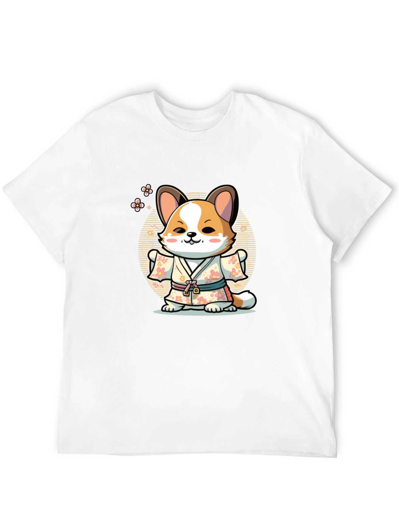 Black Cute Corgi in Kimono T-Shirt view 12