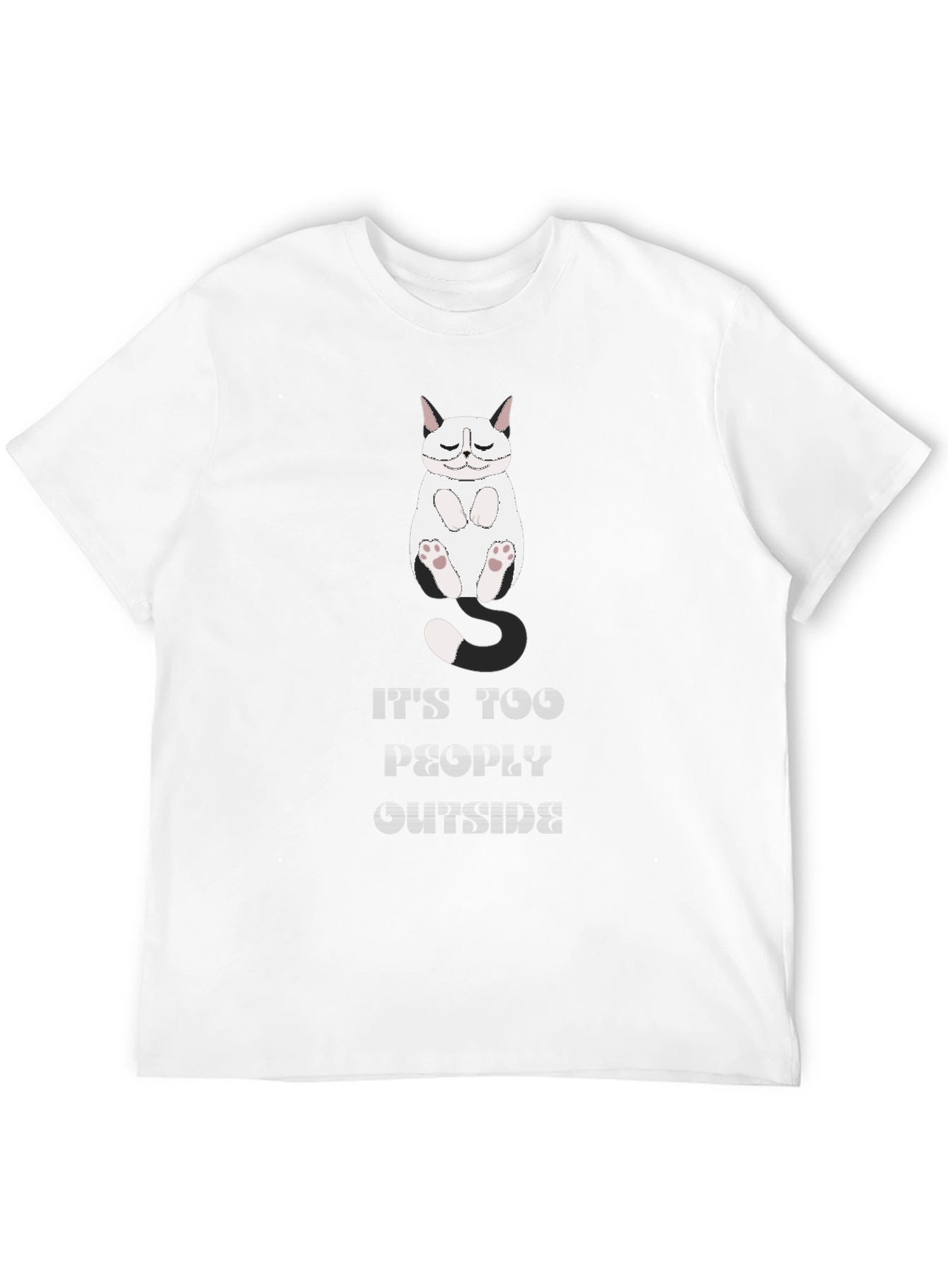 Black Funny Cat Graphic T-Shirt - "It's Too Peopley Outside" view 12