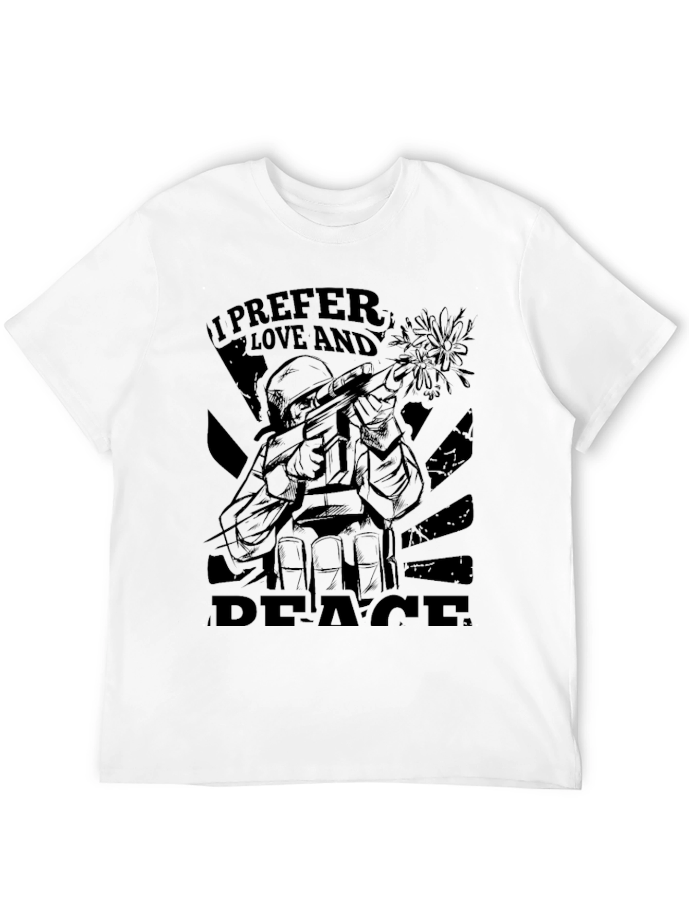 Black I Prefer Love and Peace Graphic Tee - Black view 12