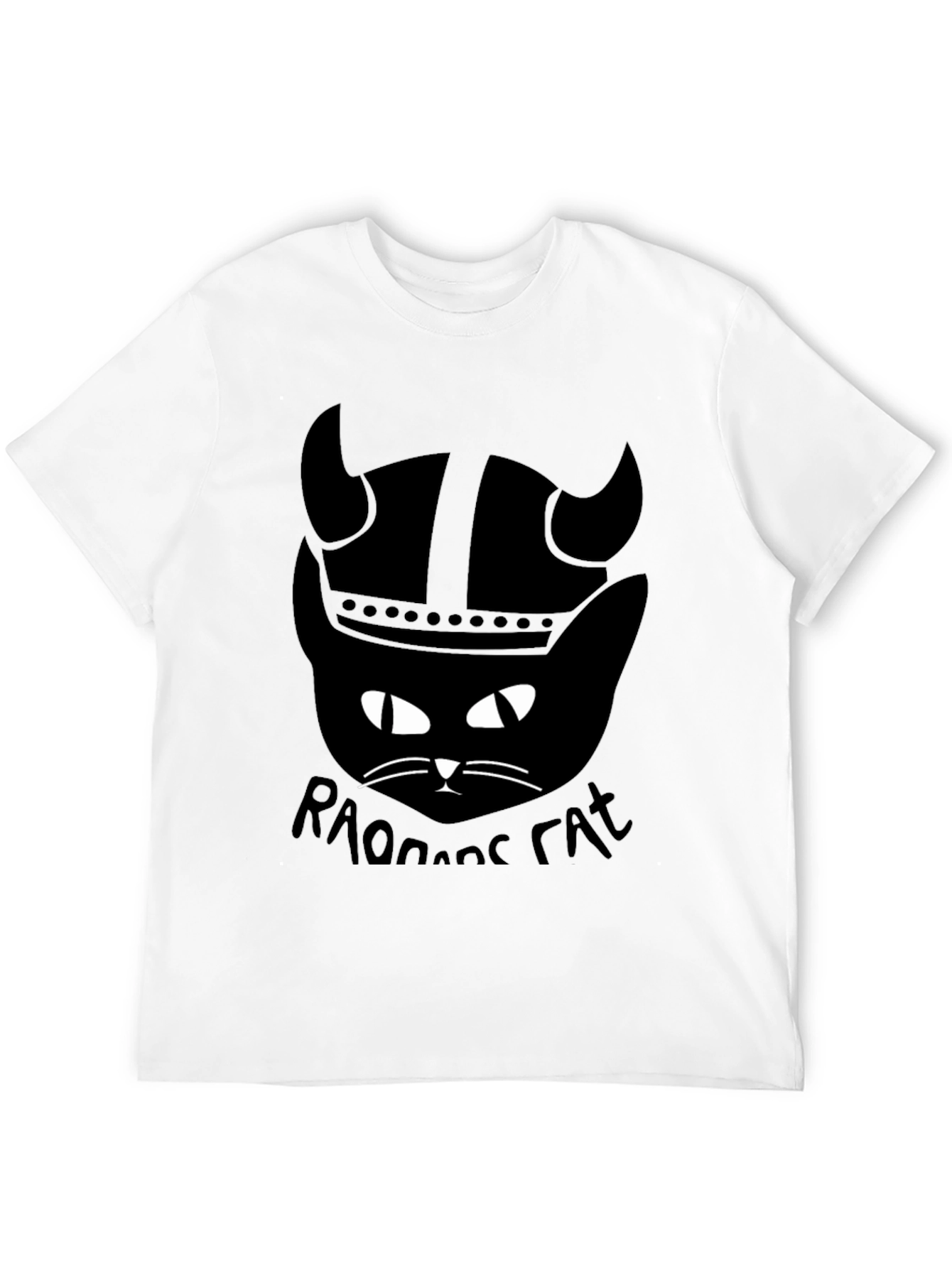Black Viking Cat T-Shirt - Raonoane Cat - Black Cotton Tee view 12
