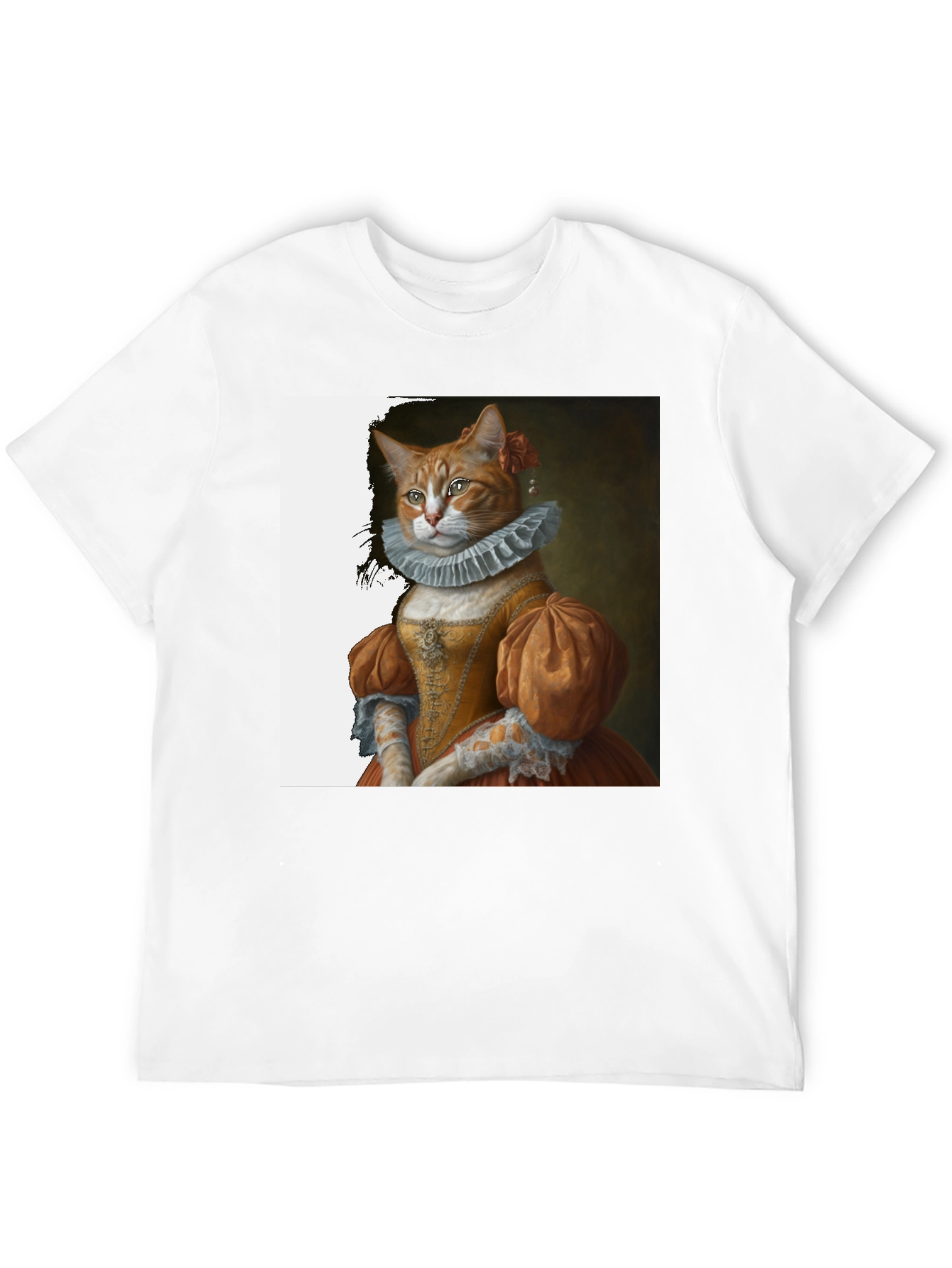 Black Renaissance Cat Portrait T-Shirt view 12