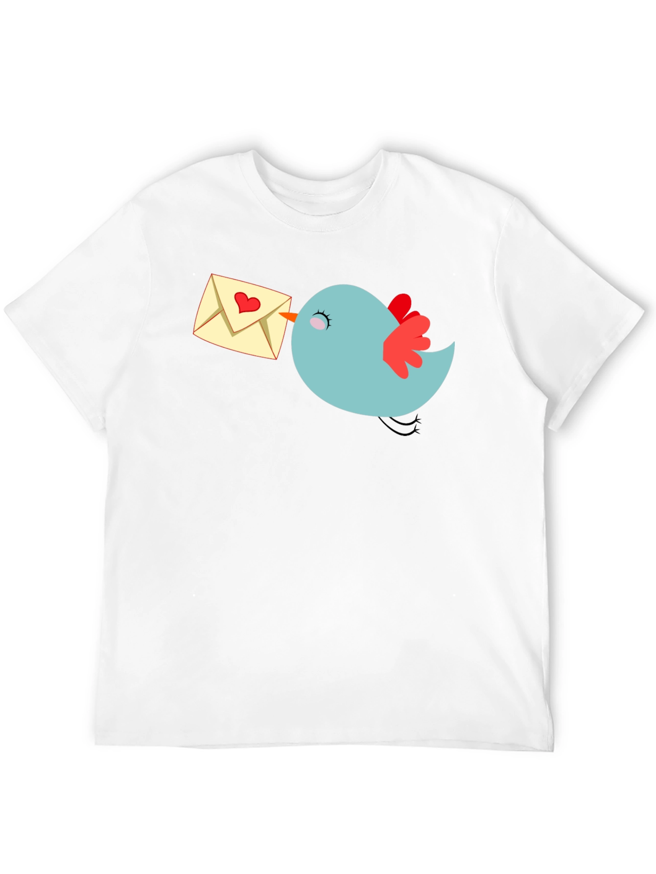 Black Cute Bird Love Letter Graphic Tee - Black view 12