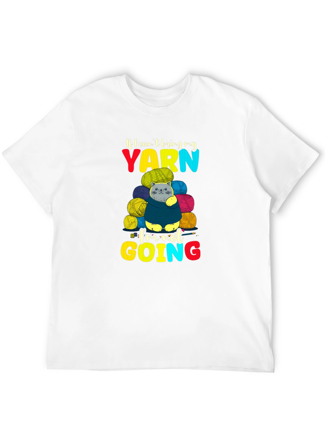 Black Yarn Cat T-Shirt - Knitting Lover Tee view 12