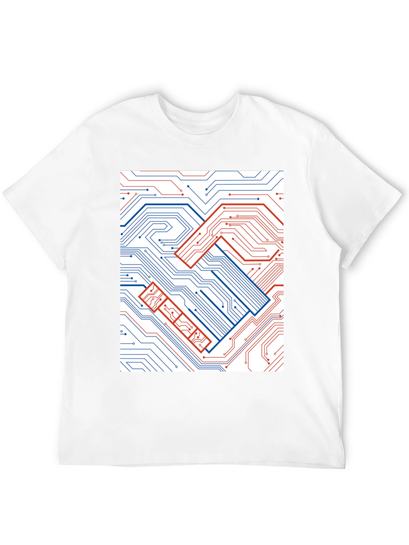 Black Tech Handshake Graphic T-Shirt - Modern Circuit Board Design view 12