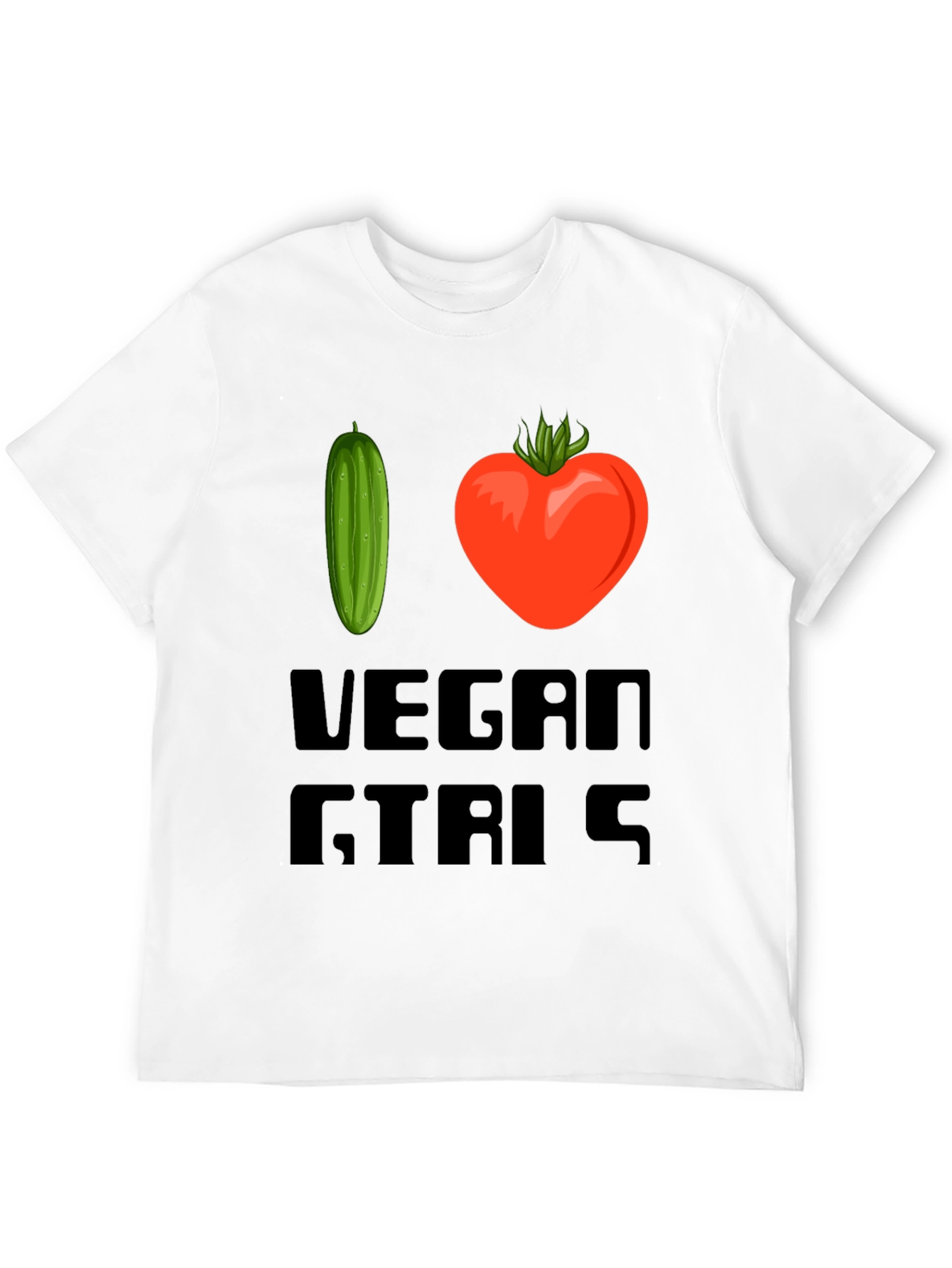 Black I Love Vegan Girls T-Shirt view 12