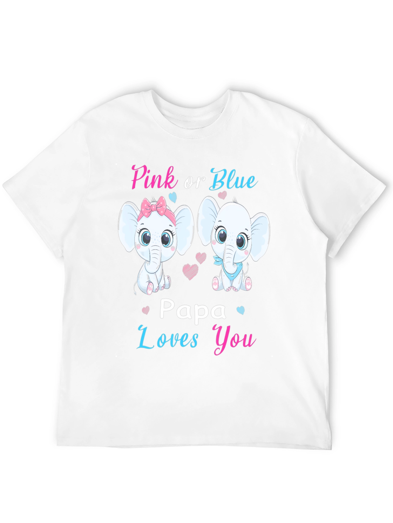 Black Pink or Blue Papa Loves You Baby Shower Gender Reveal T-Shirt view 12