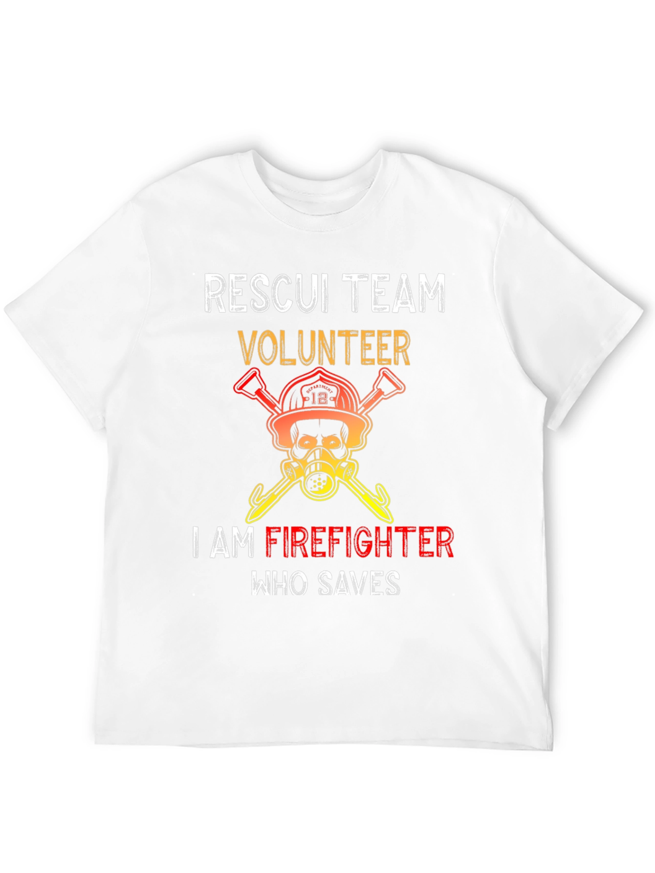 Black Rescue Team Volunteer Firefighter Graphic Tee view 12