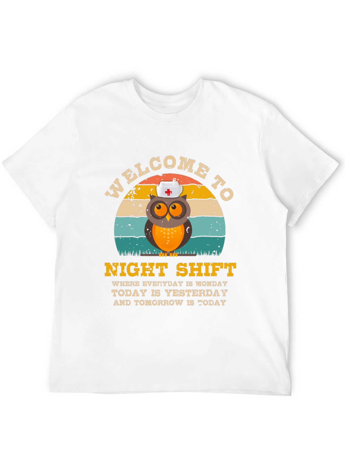 Black Night Shift Nurse Owl T-Shirt view 12