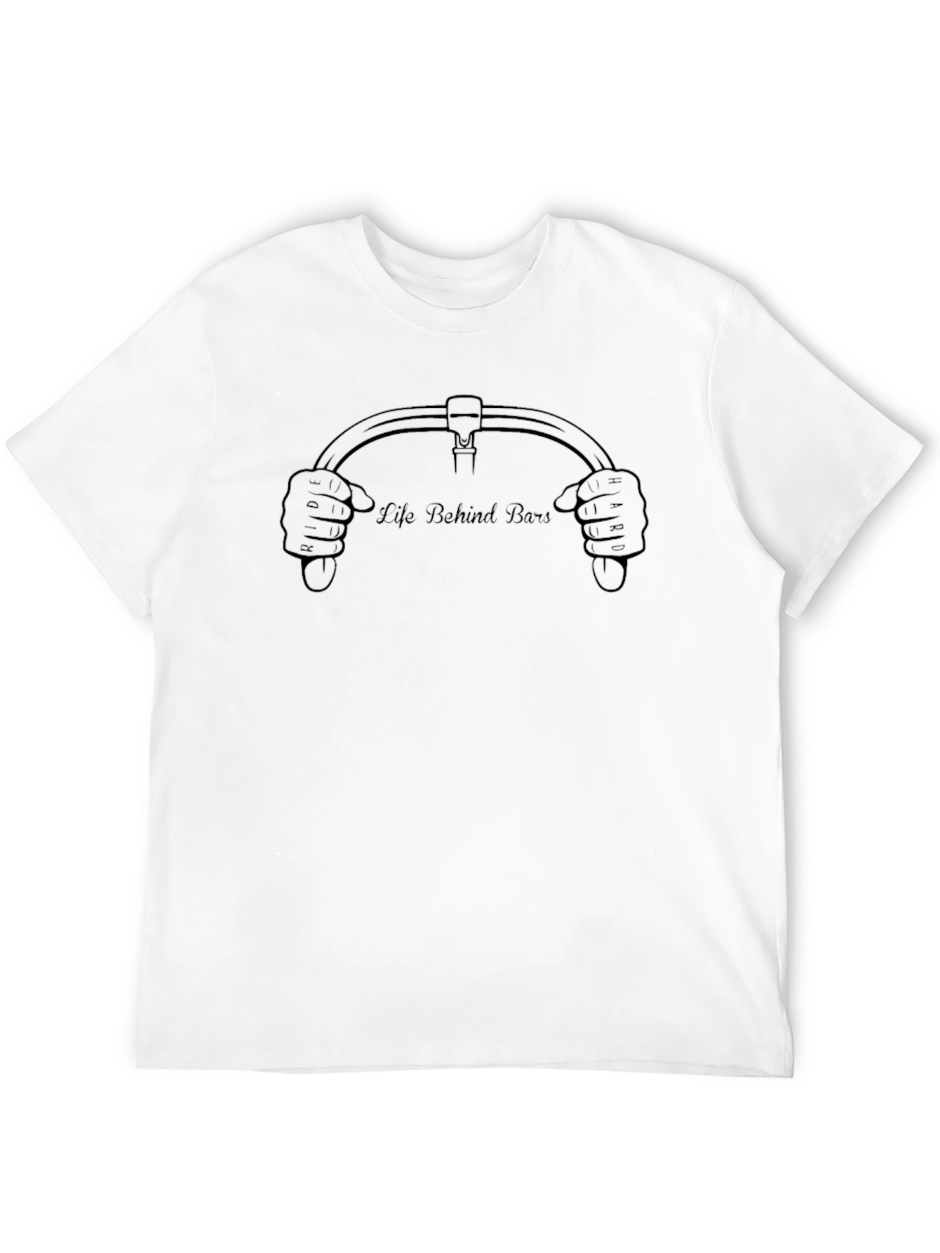 Black Life Behind Bars T-Shirt - Motorcycle Handlebar Design view 12