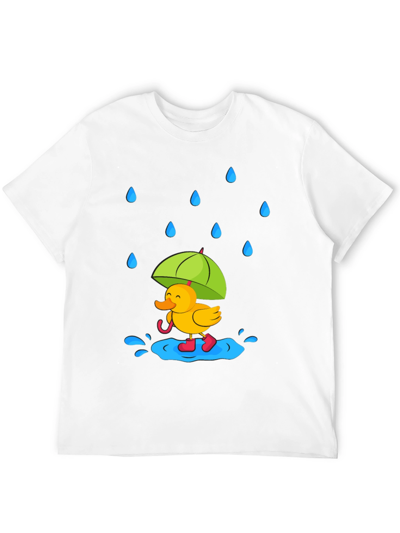 Black Rainy Day Duck T-Shirt - Cute Cartoon Graphic Tee view 12