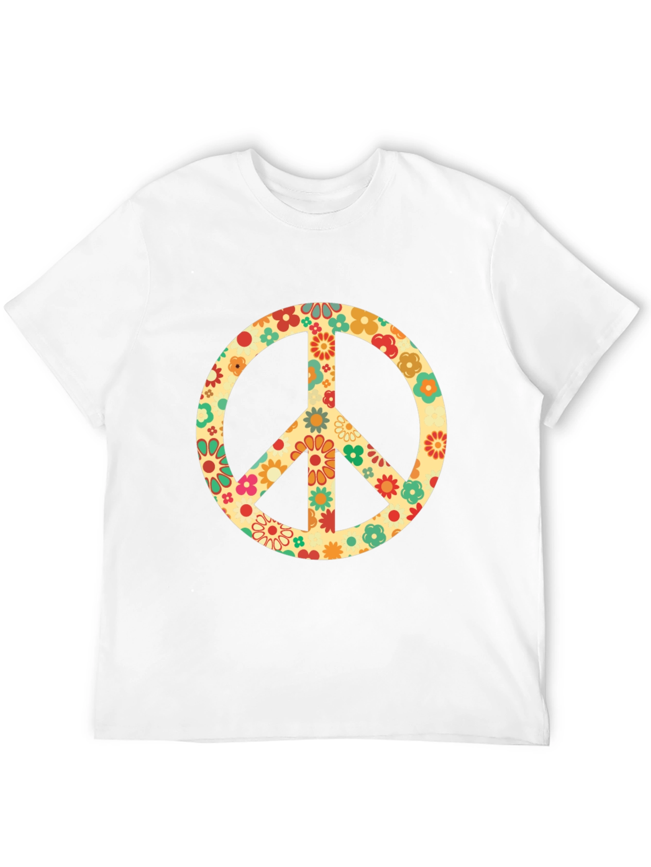Black Retro Floral Peace Sign Graphic T-Shirt view 12