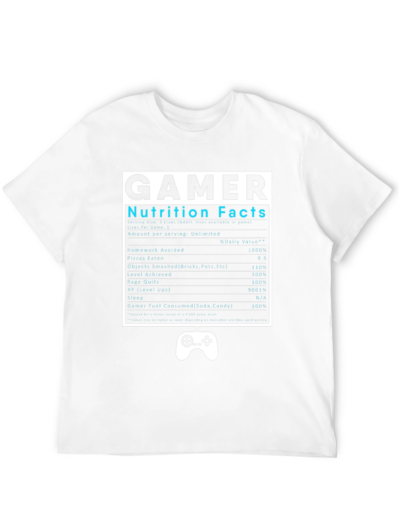 Black Gamer Nutrition Facts Black T-Shirt view 12