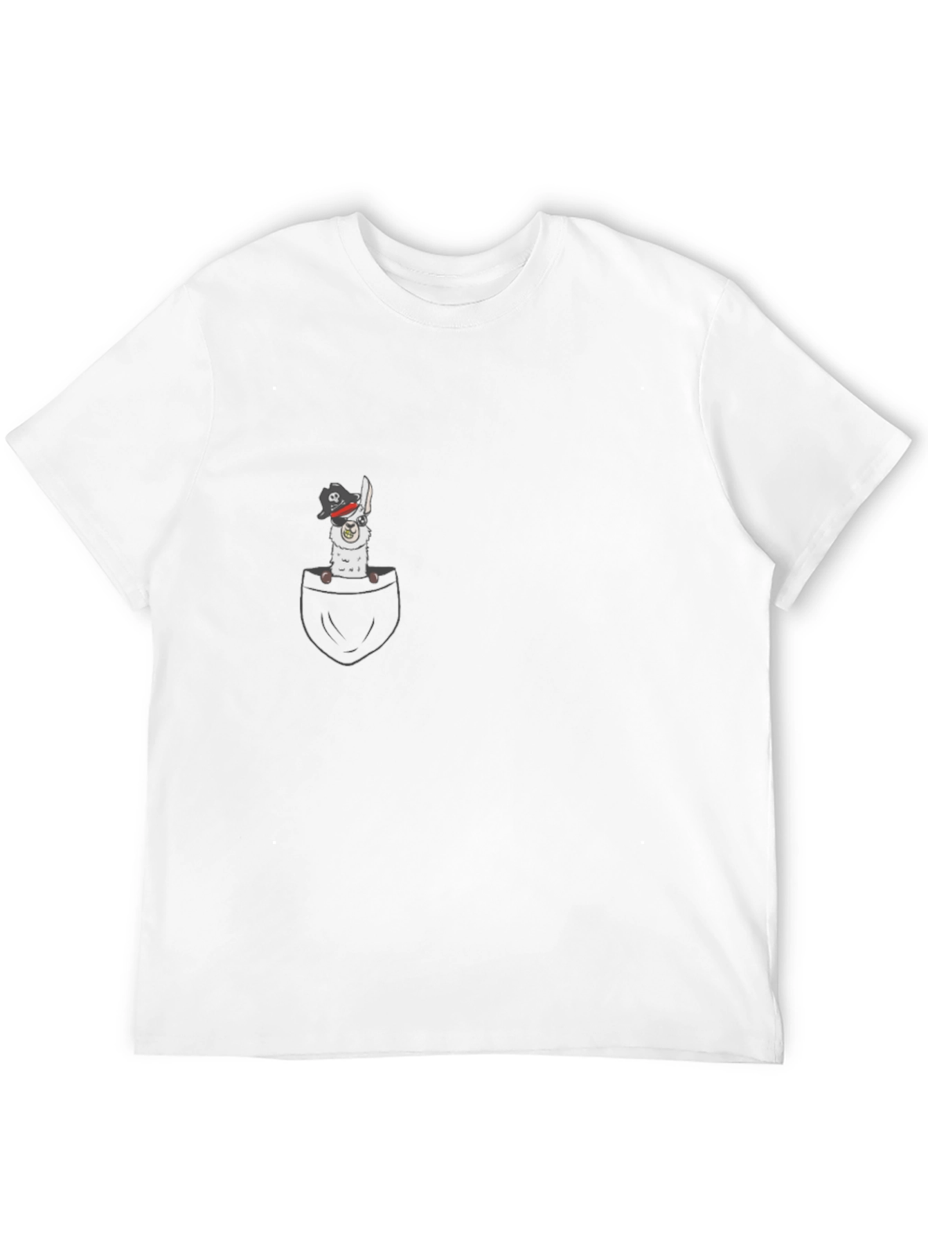Black Pirate Llama Pocket T-Shirt - Black view 12