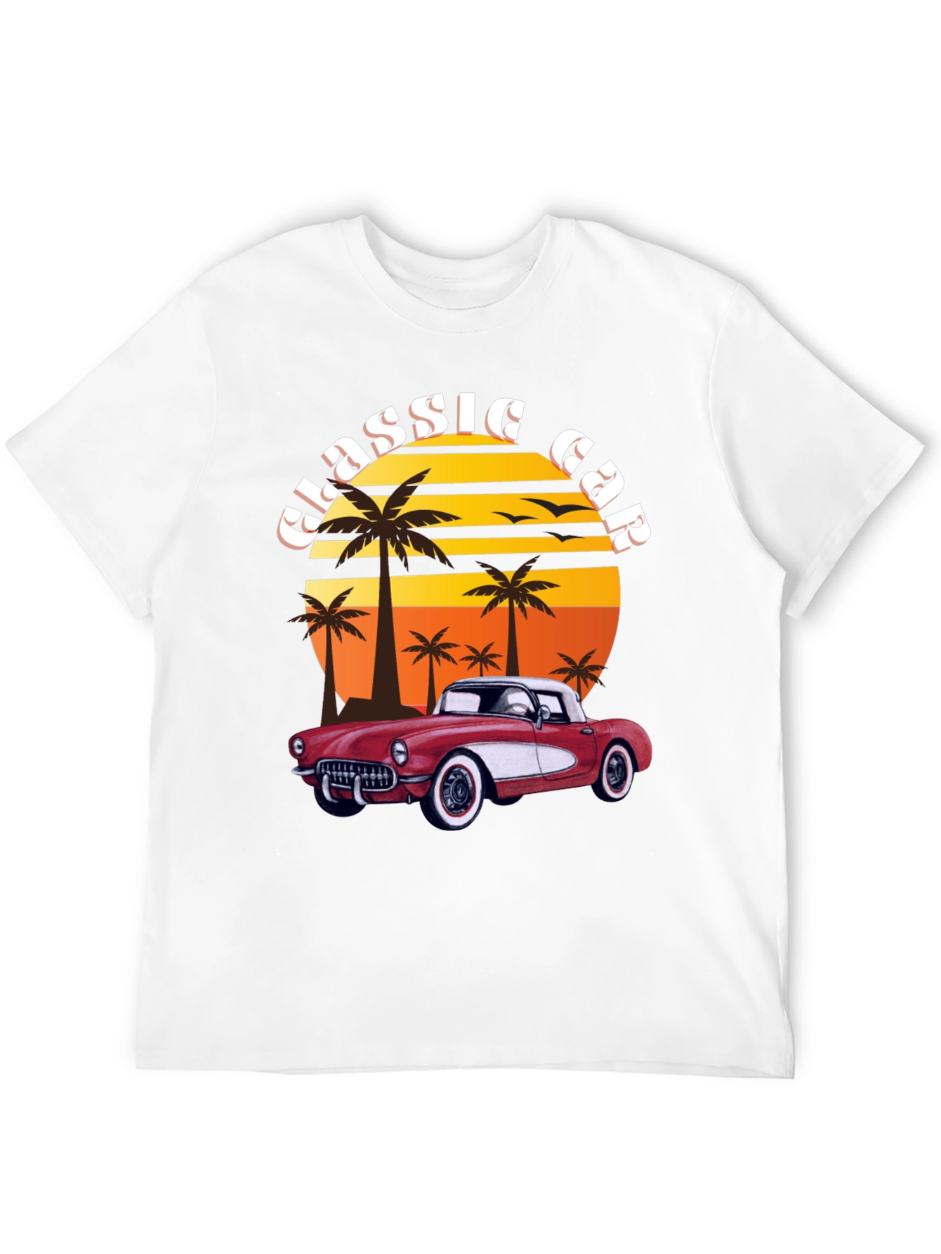 Black Classic Car T-Shirt - Retro Sunset Design view 12