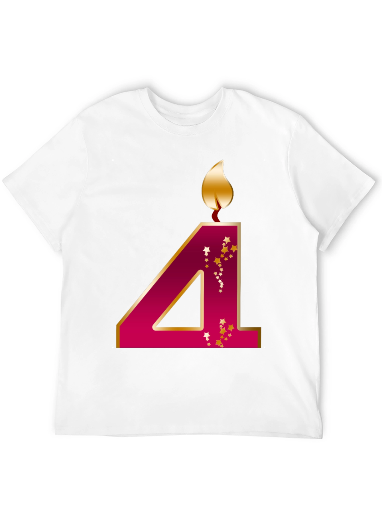 Birthday Number 4 Candle T-Shirt - 12