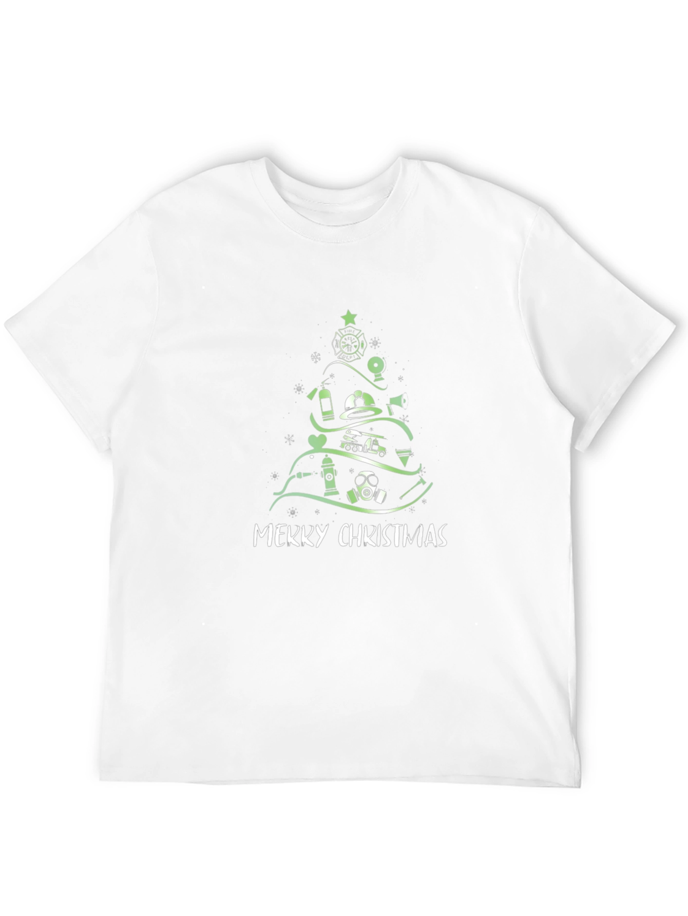 Black Firefighter Christmas Tree T-Shirt view 12
