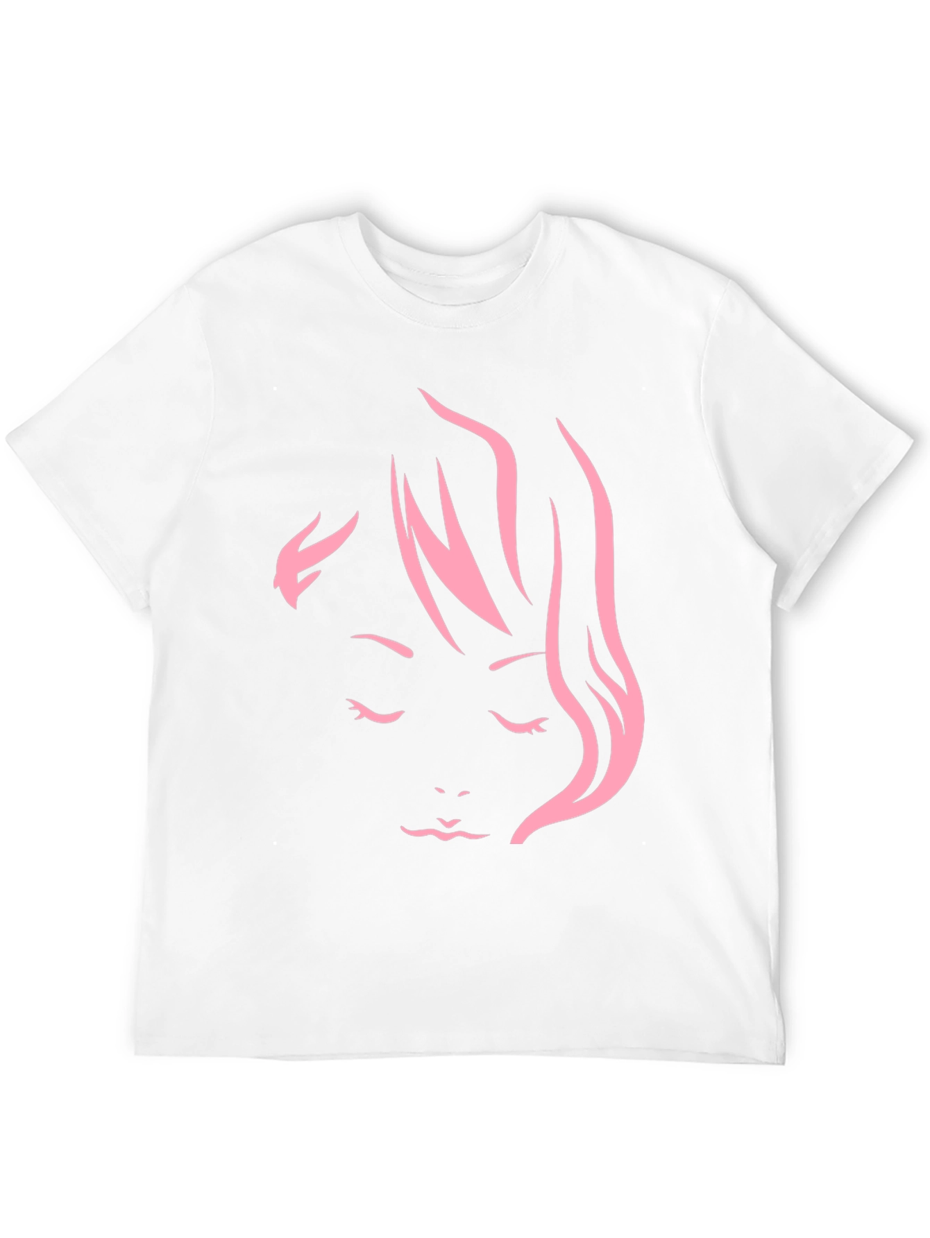 Black Minimalist Pink Woman Face Graphic Tee view 12