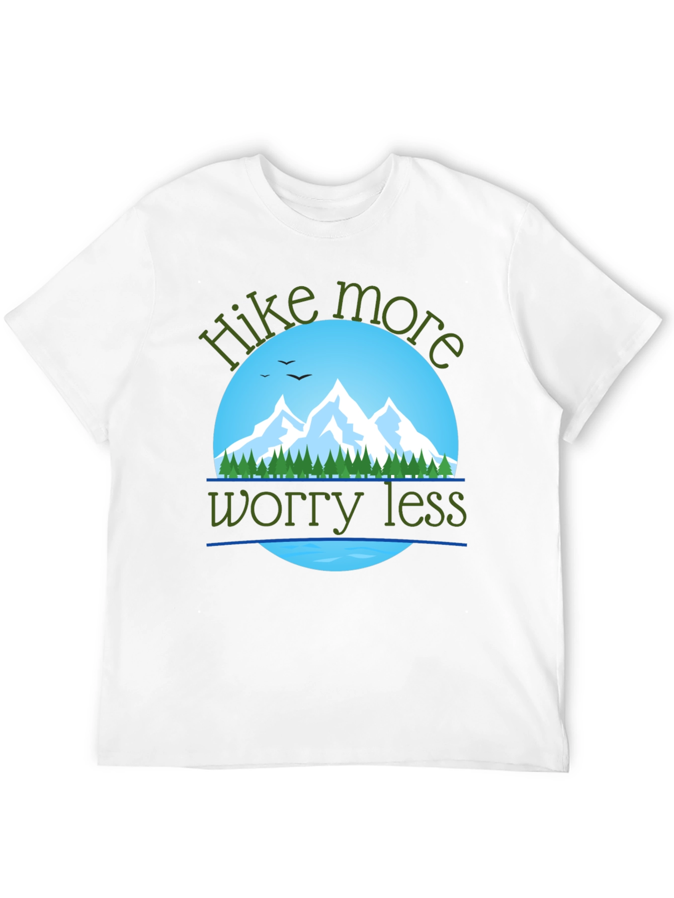 Black Hike More Worry Less T-Shirt: Mountain Adventure Apparel view 12