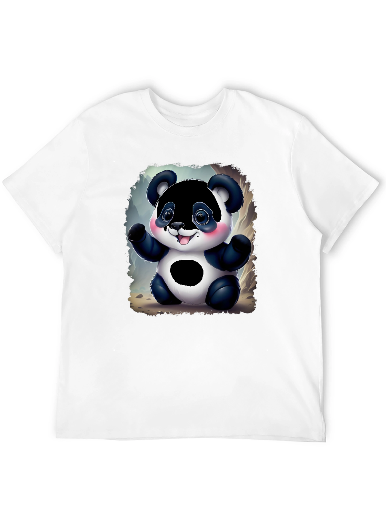Black Cute Panda Bear Graphic Tee - Black Unisex Shirt view 12