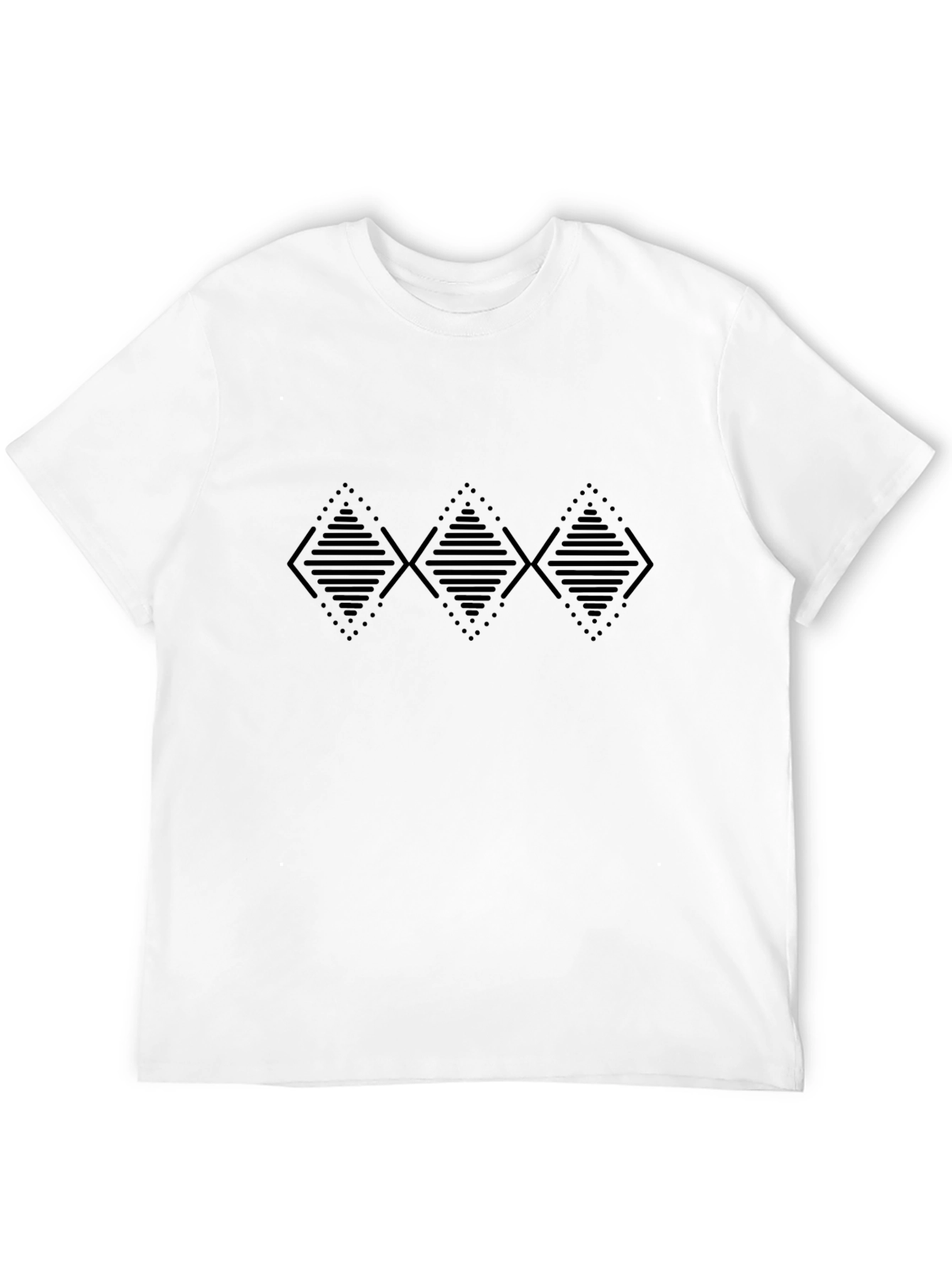 Black Geometric Diamond Pattern Black T-Shirt view 12