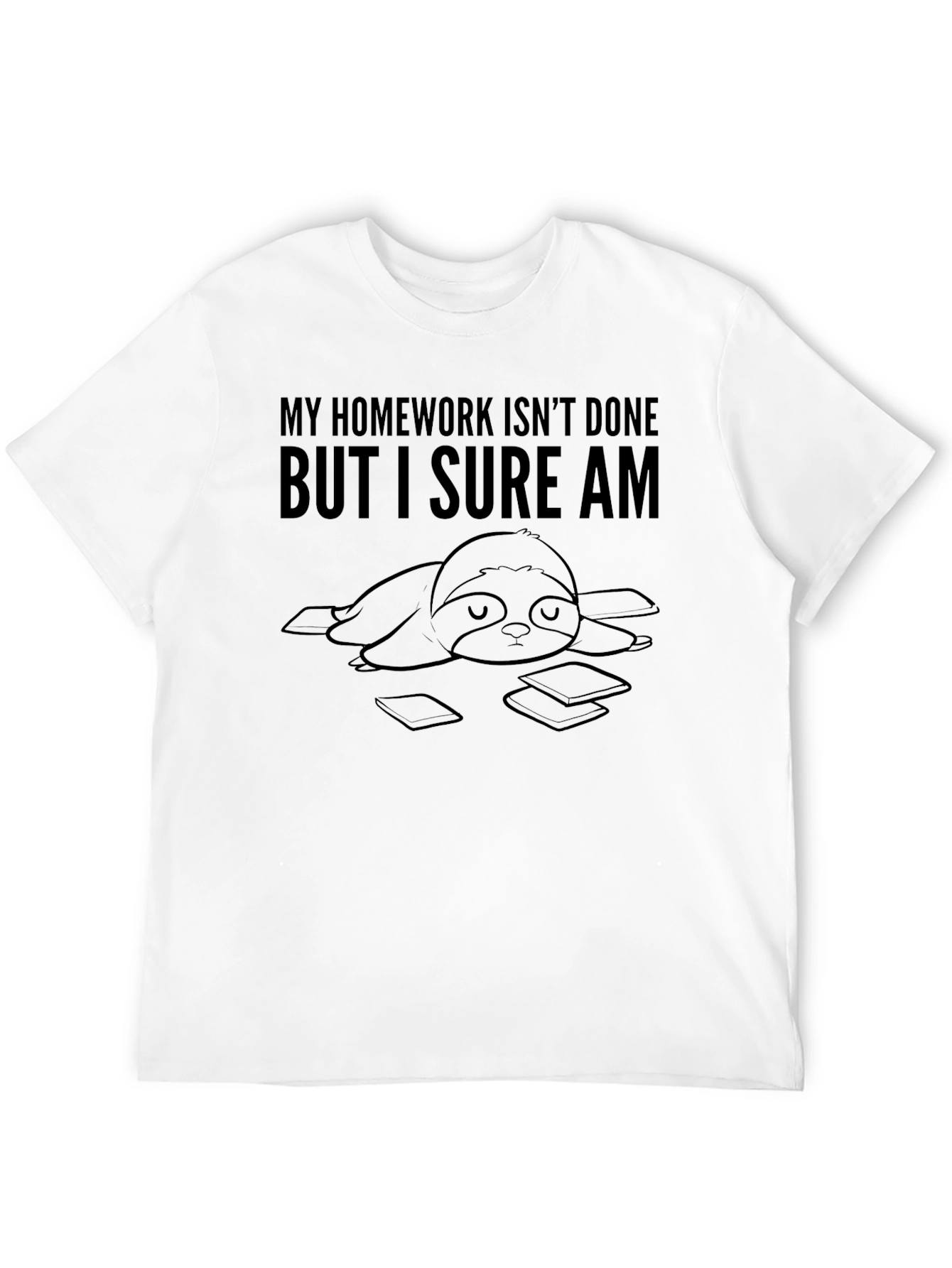 Black Homework Sloth T-Shirt - Funny Relaxed Tee view 12