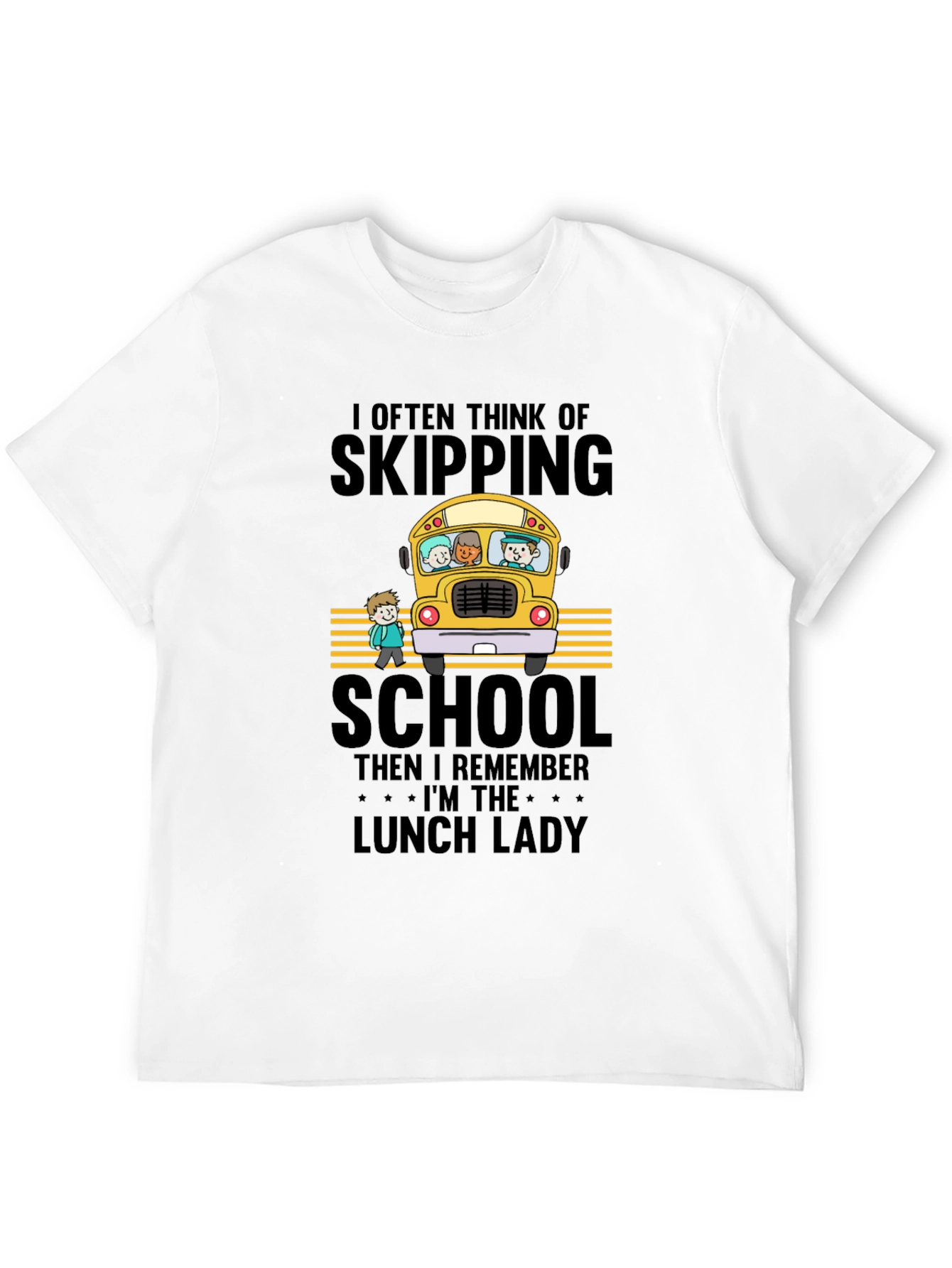 Black Lunch Lady School Bus T-Shirt view 12
