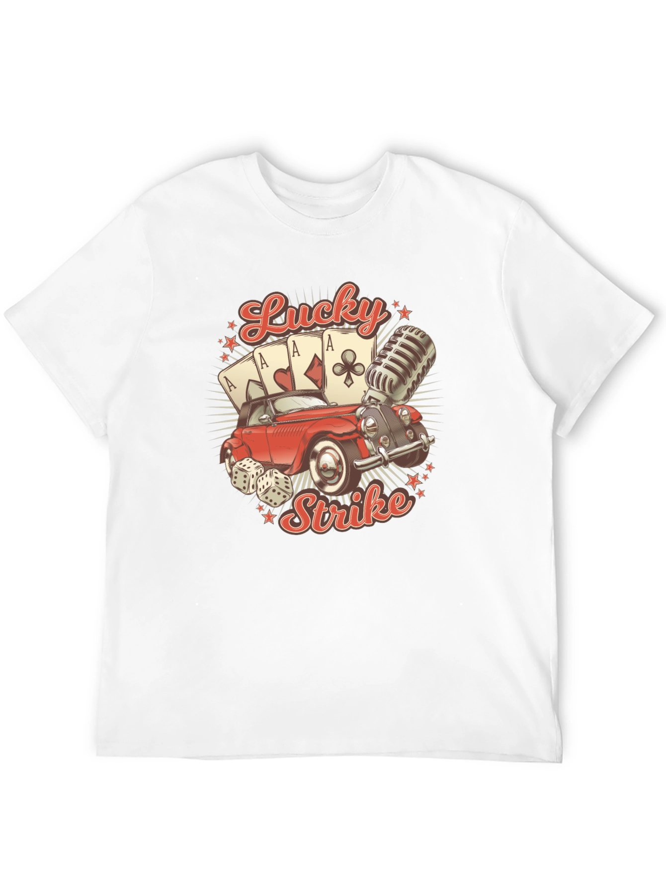 Black Lucky Strike T-Shirt - Vintage Car & Casino Design view 12