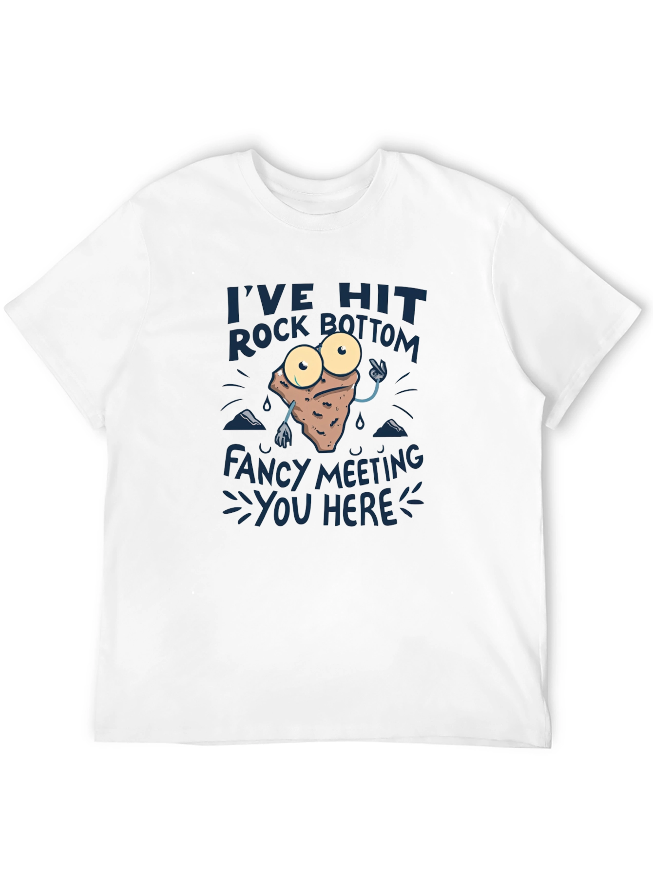 Black Rock Bottom Graphic Tee - Funny Men's Black T-Shirt view 12