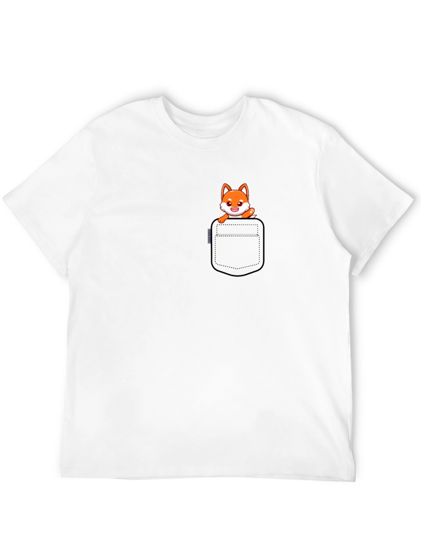 Black Fox in Pocket Black T-Shirt - Cute Graphic Tee view 12