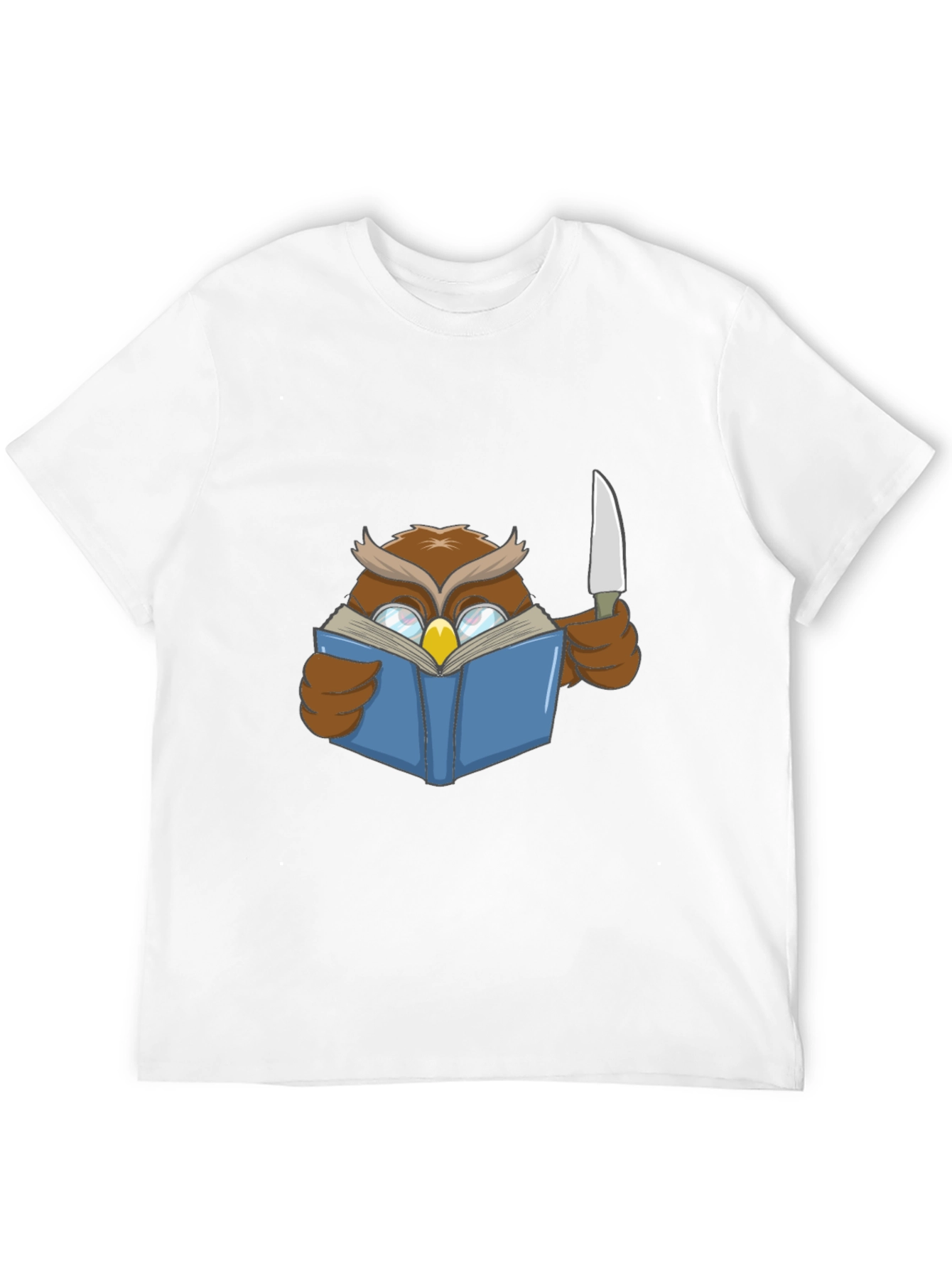 Black Owl Reading Book With Knife T-Shirt view 12