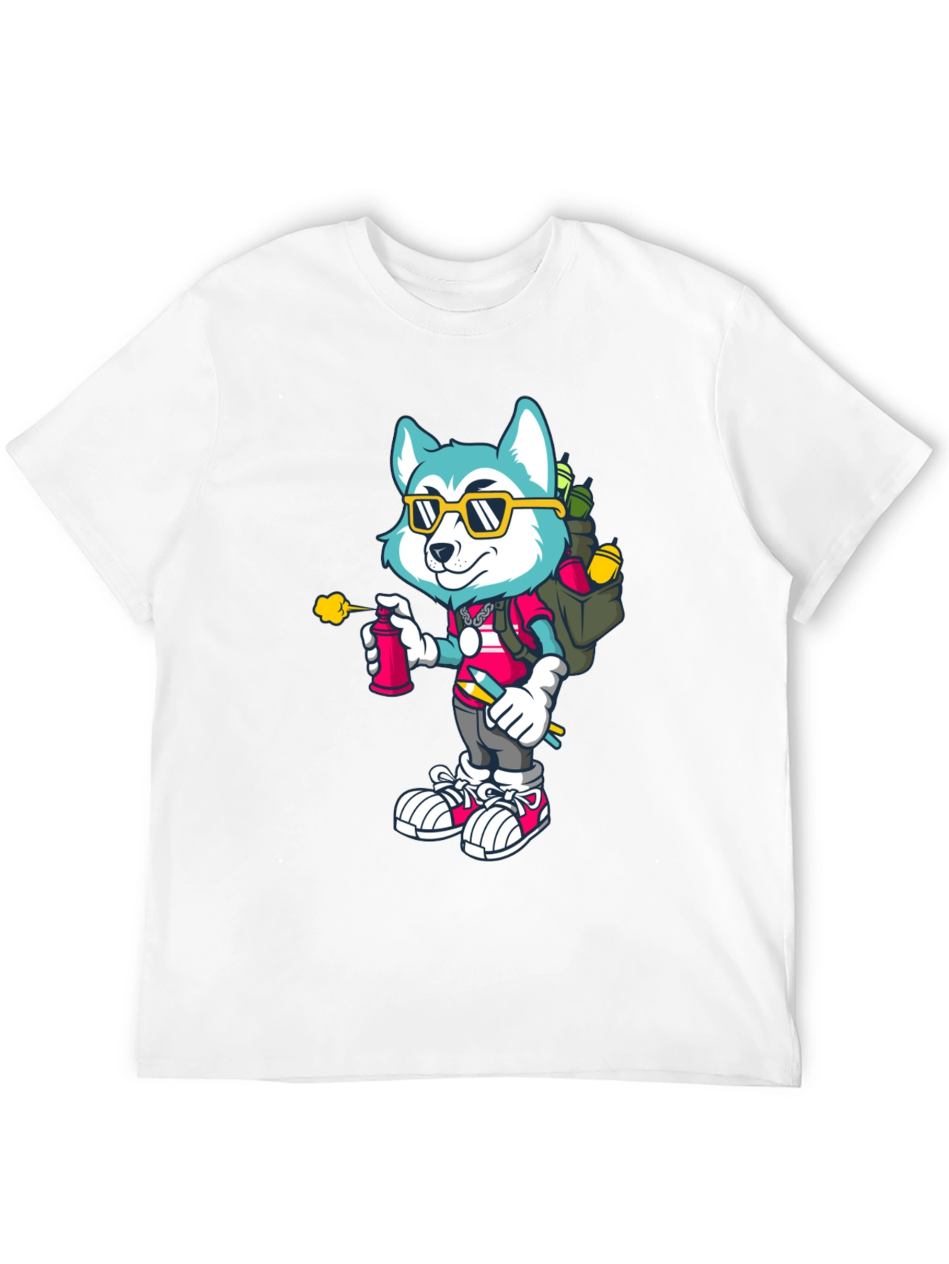 Black Cartoon Husky Graffiti Artist Graphic Tee view 12