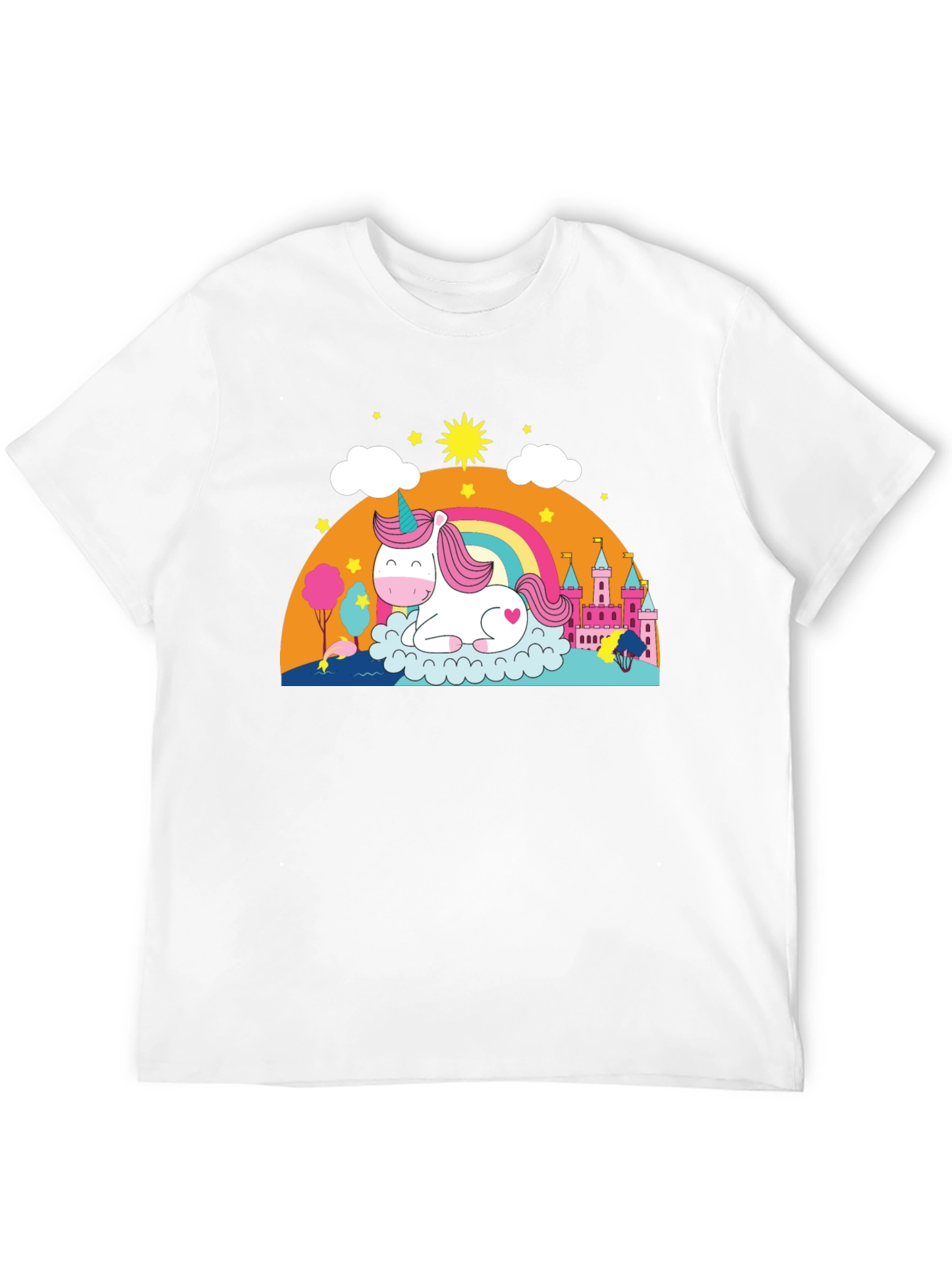 Black Unicorn Rainbow Castle Graphic Tee - Black Cotton Blend view 12