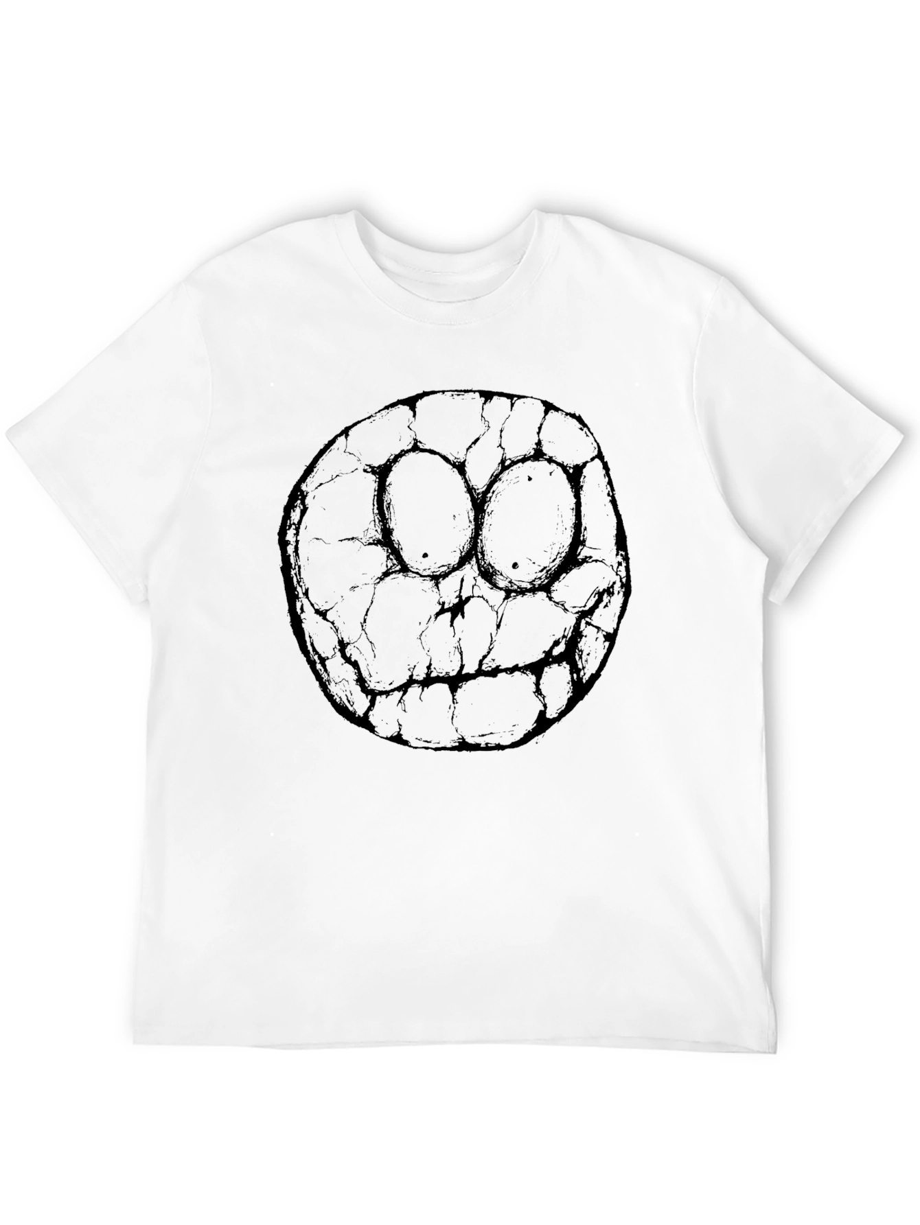 Black Black Graphic Tee - Cracked Smiley Face Print view 12