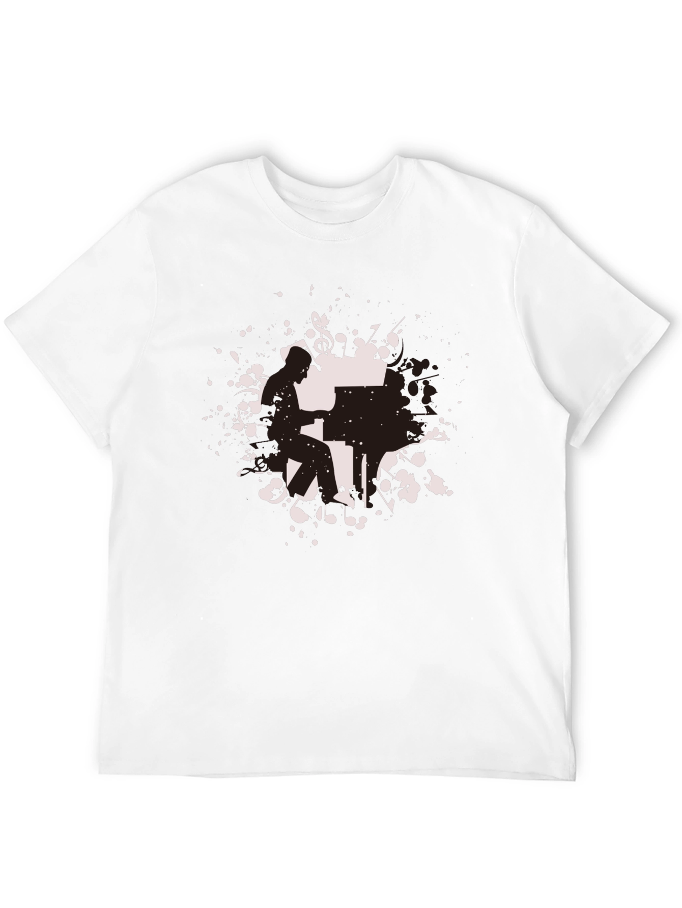 Black Piano Player Graphic Tee - Black Cotton Shirt view 12