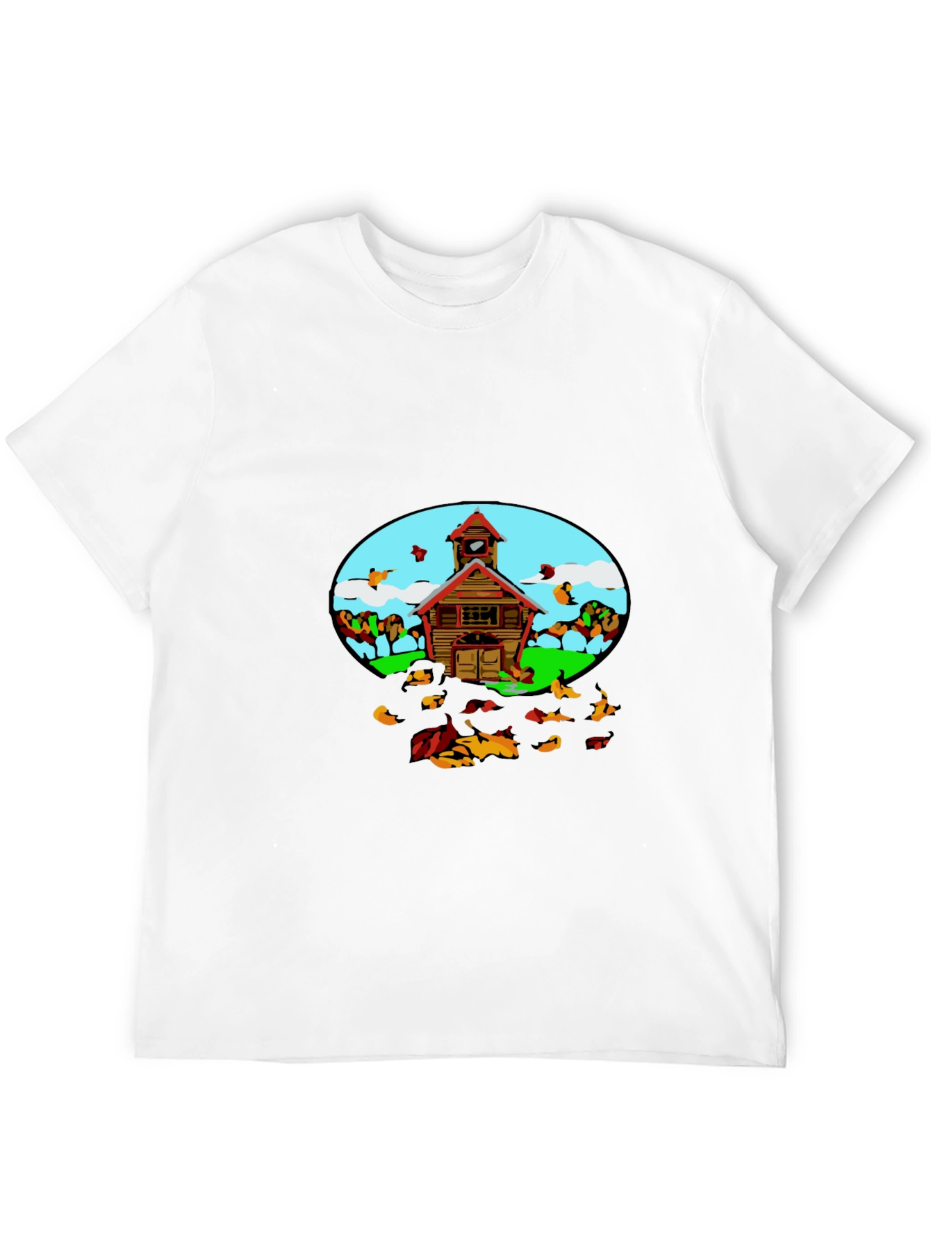 Black Cartoon Schoolhouse T-Shirt - Fun Graphic Tee view 12
